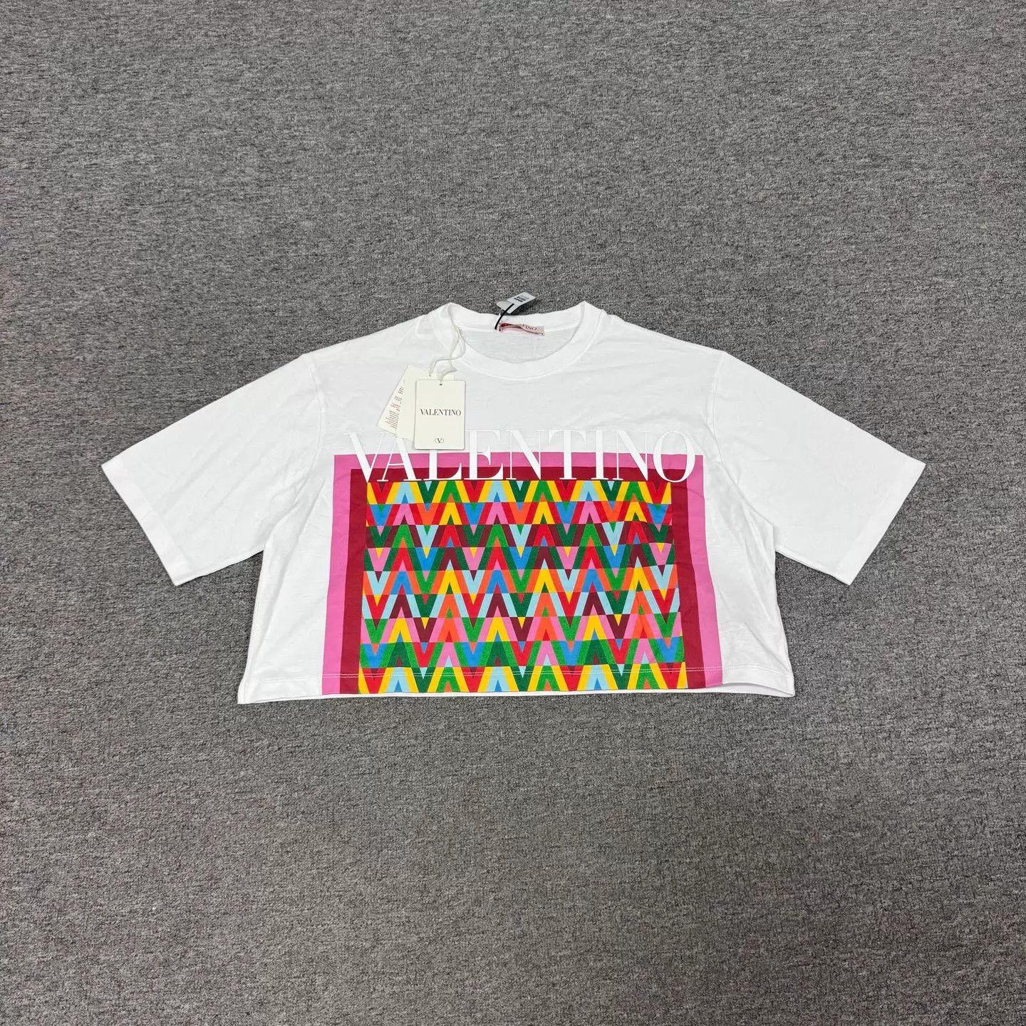 Valentino Valentino White Colorful V Logo Short Sleeve T-Shirt M Size US M / EU 48-50 / 2 - 1 Thumbnail