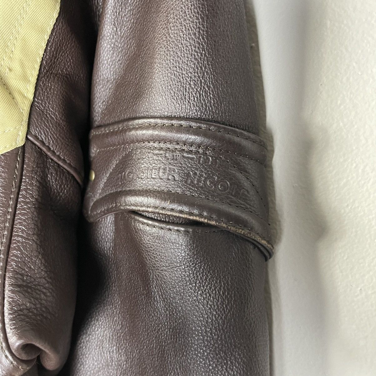 14th Addiction Nicole Monsieur by KOBA Leather Sleeve Varsity Jacket Olive Size US M / EU 48-50 / 2 - 5 Thumbnail