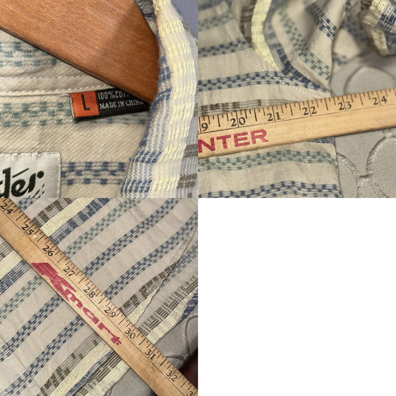 Vintage Howler Bros Shirt Mens L Beige Blue Striped Short Sleeve Button Front Cotton Size US L / EU 52-54 / 3 - 8 Thumbnail