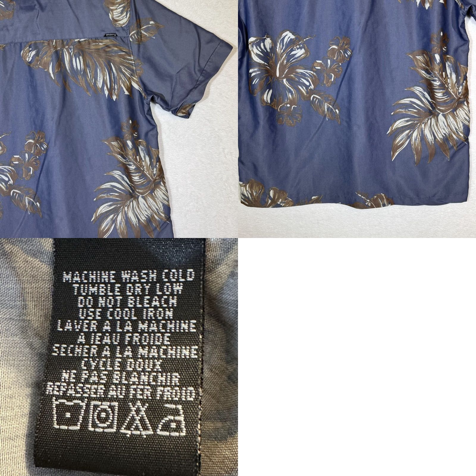 Billabong Billabong Men's Shirt Casual Button-Up Short Sleeve Gray Floral 100% Cotton Medium Size US M / EU 48-50 / 2 - 9 Thumbnail