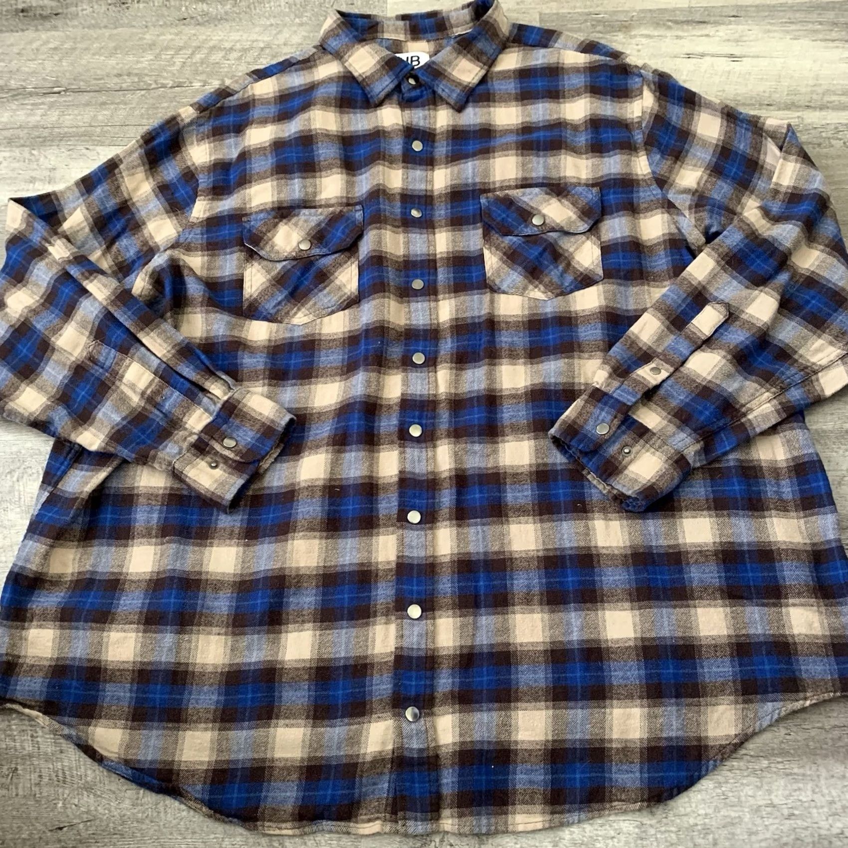 Vintage HB Harbor Bay Flannel Shirt Mens 2XLT Big & Tall Blue Brown Pearl Snap Pockets Plaid Button-Up Size US XXL / EU 58 / 5 - 3 Thumbnail