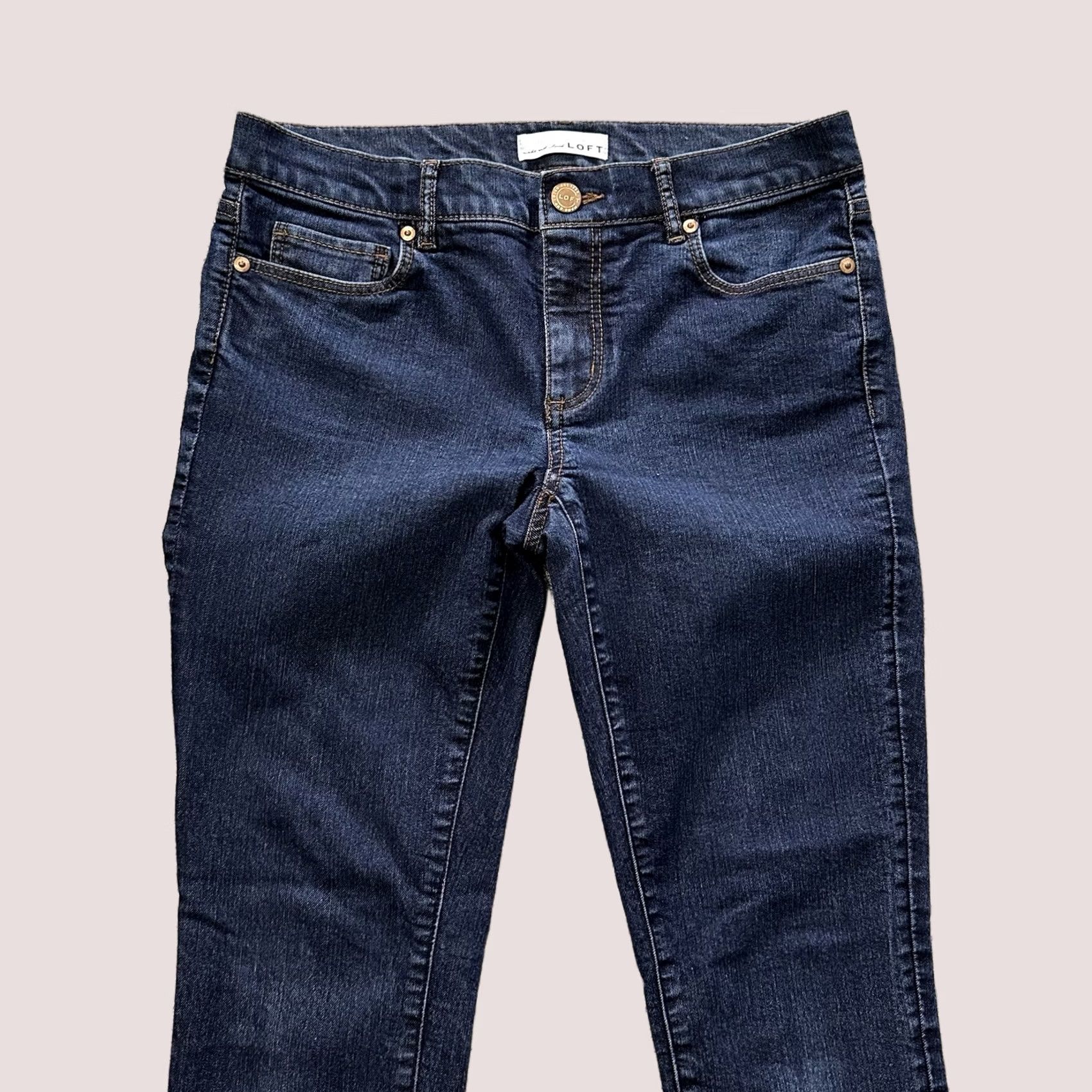 Loft LOFT Ann Taylor Jeans Womens 4 27x27 Mid Rise Modern Skinny Denim Blue Dark Wash 5-Pocket Stretch Slim Regular Size 27" / US 4 / IT 40 - 1 Thumbnail