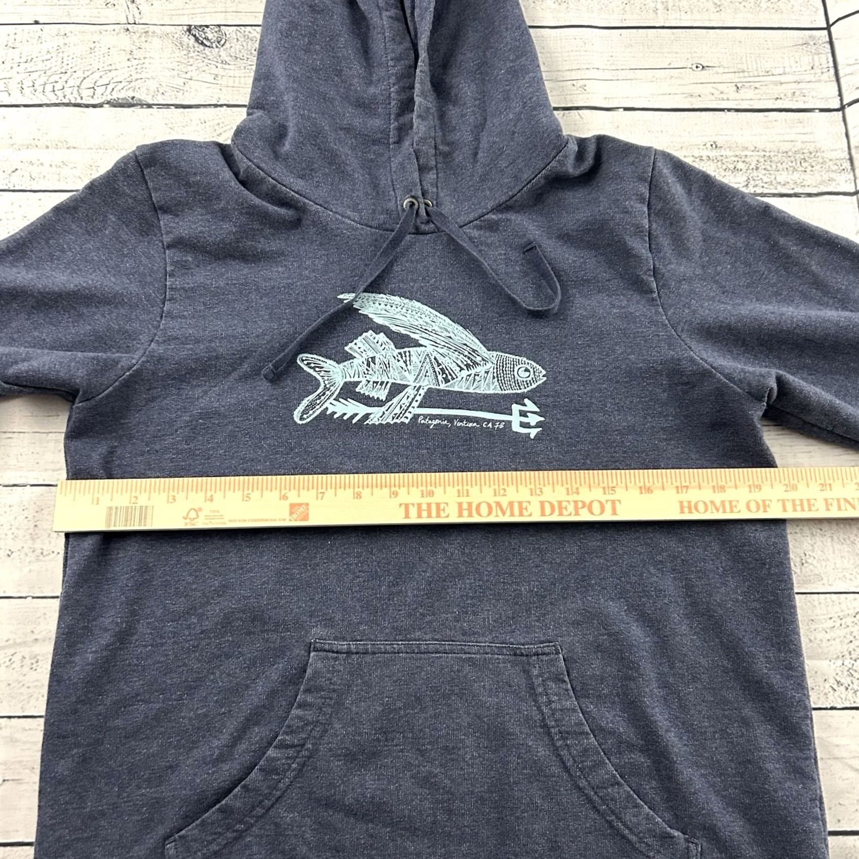 Patagonia Patagonia Flying Fish Pullover Hoodie Sweatshirt Women's M Blue Hoodie Pullover Fish 90s Style Mens Womens Boys Girls Size M / US 6-8 / IT 42-44 - 4 Thumbnail