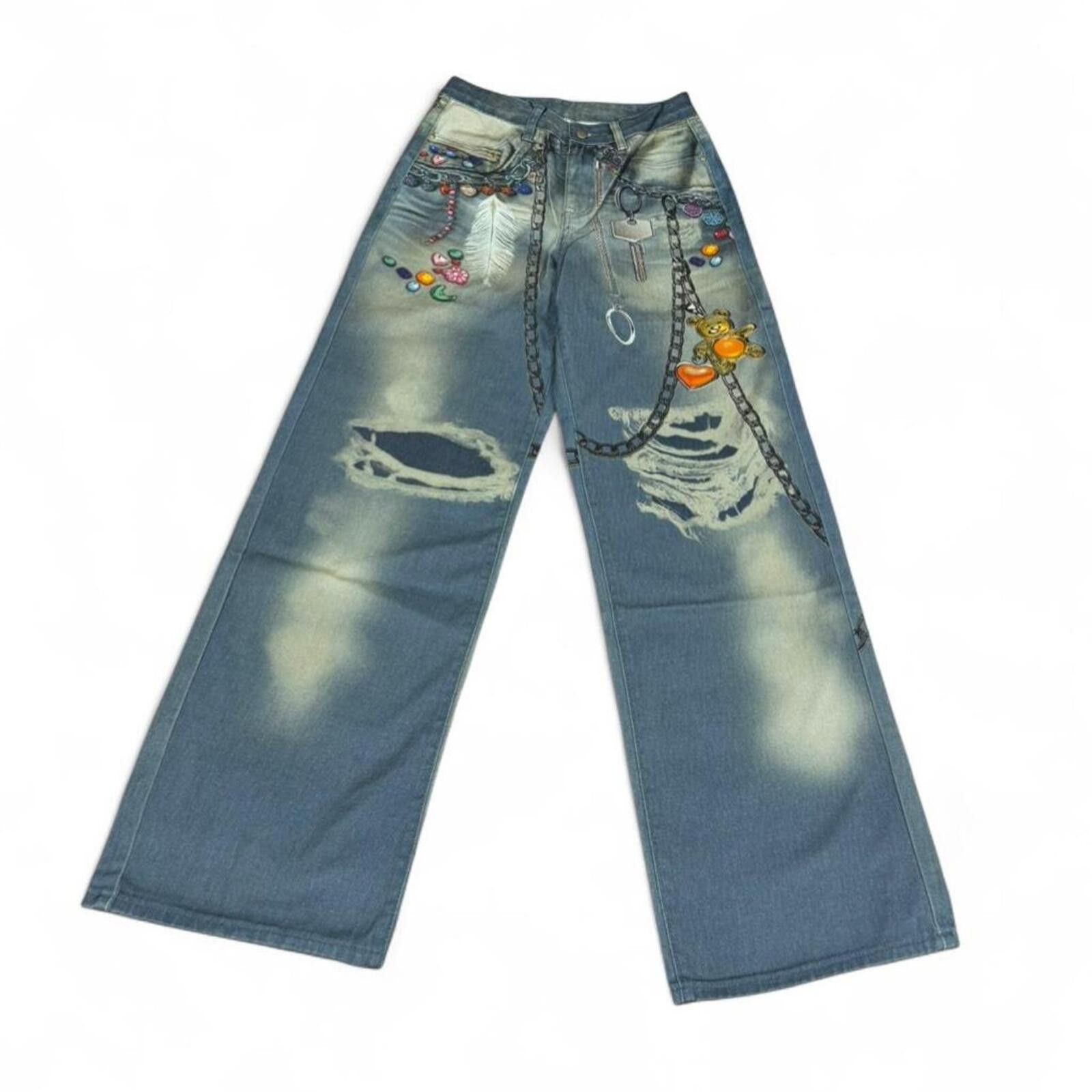 True Religion Blue denim jeans with chain and key details printed design Size 27" / US 4 / IT 40 - 1 Thumbnail