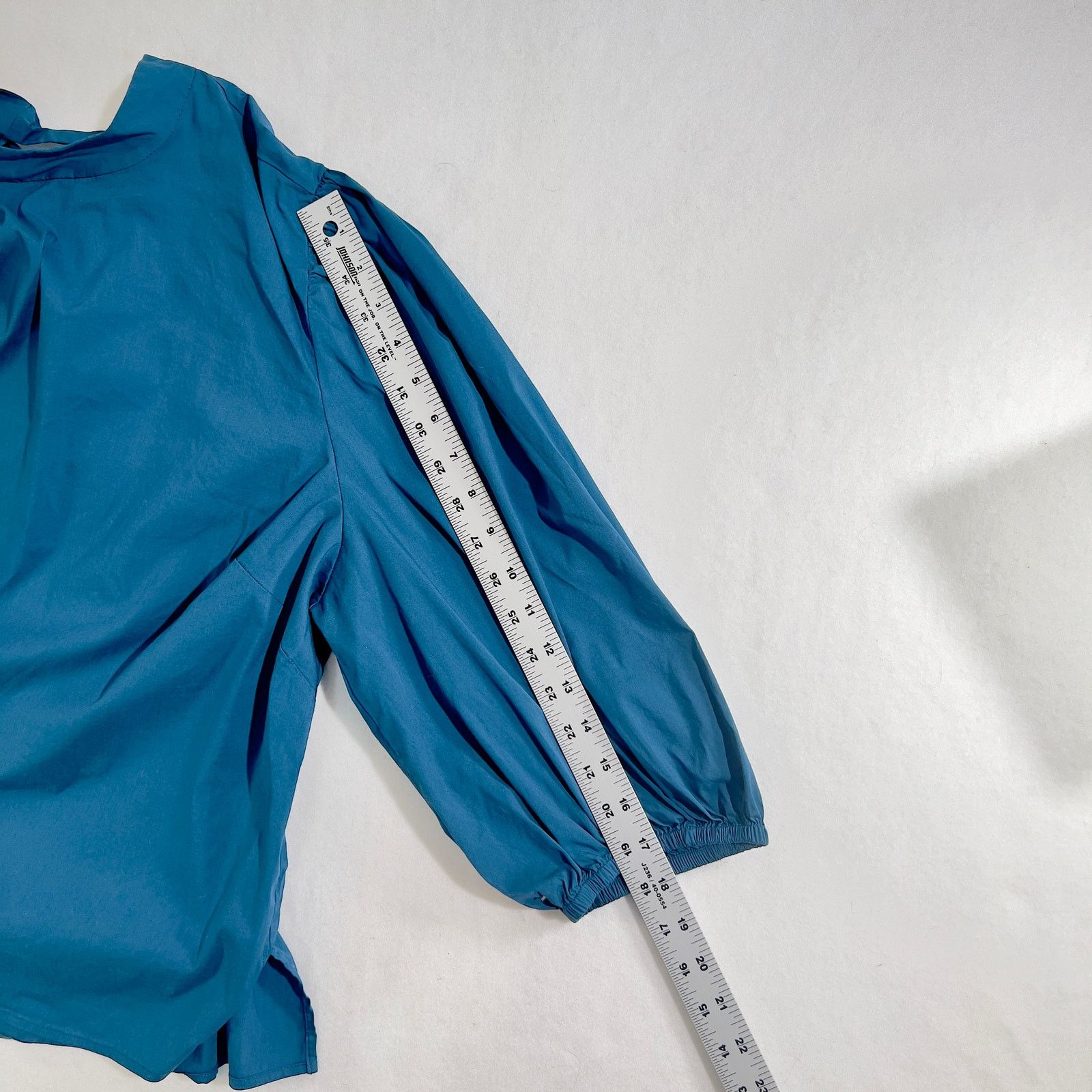 Other Eloquii Blouse Top Woman 18 Blue Elastic Cuffs Tie Back Size XXL / US 16-18 / IT 52-54 - 10 Thumbnail