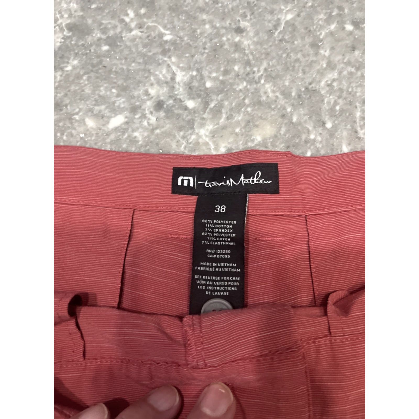 TravisMathew Travis Mathew Golf Shorts Mens 38 Red Chino 9" Inseam Lightweight Stretch Pockets Casual Travel Regular Front Flat Solid Size US 38 / EU 54 - 3 Thumbnail