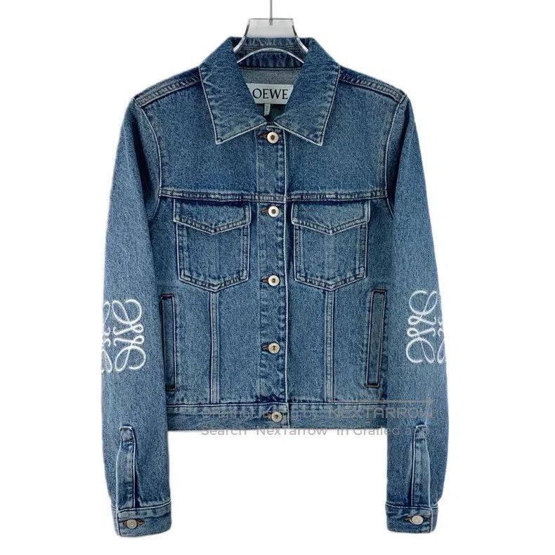 Loewe Loewe Blue Logo Embroidered Leather Label Cotton Denim Jac Size XXS / US 00 / IT 34 - 1 Thumbnail