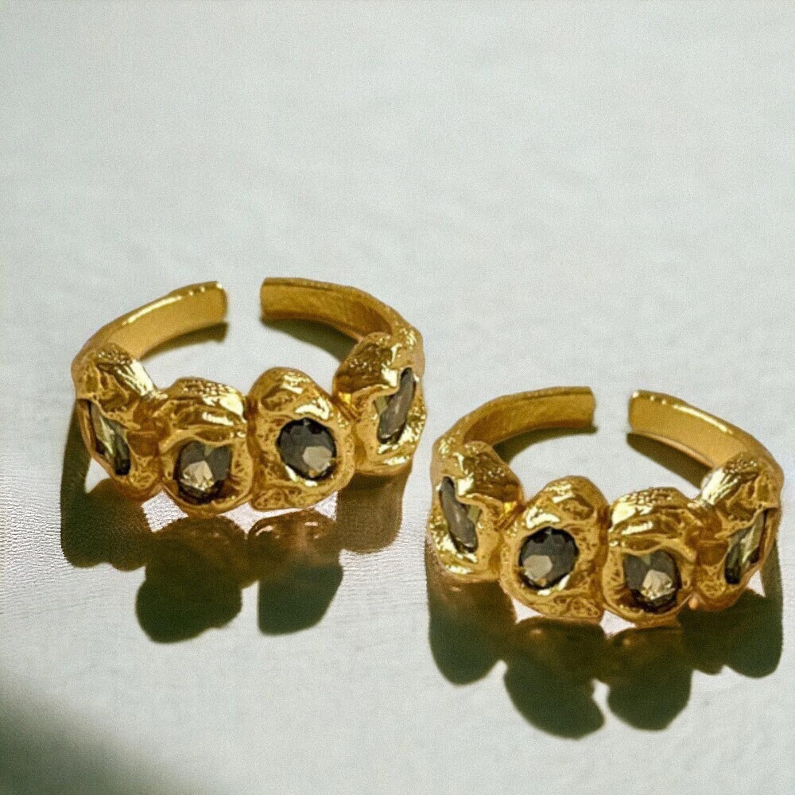 Jewelry Irregular chunky liquid ring, Gold nugget molten metal ring Size ONE SIZE - 4 Thumbnail