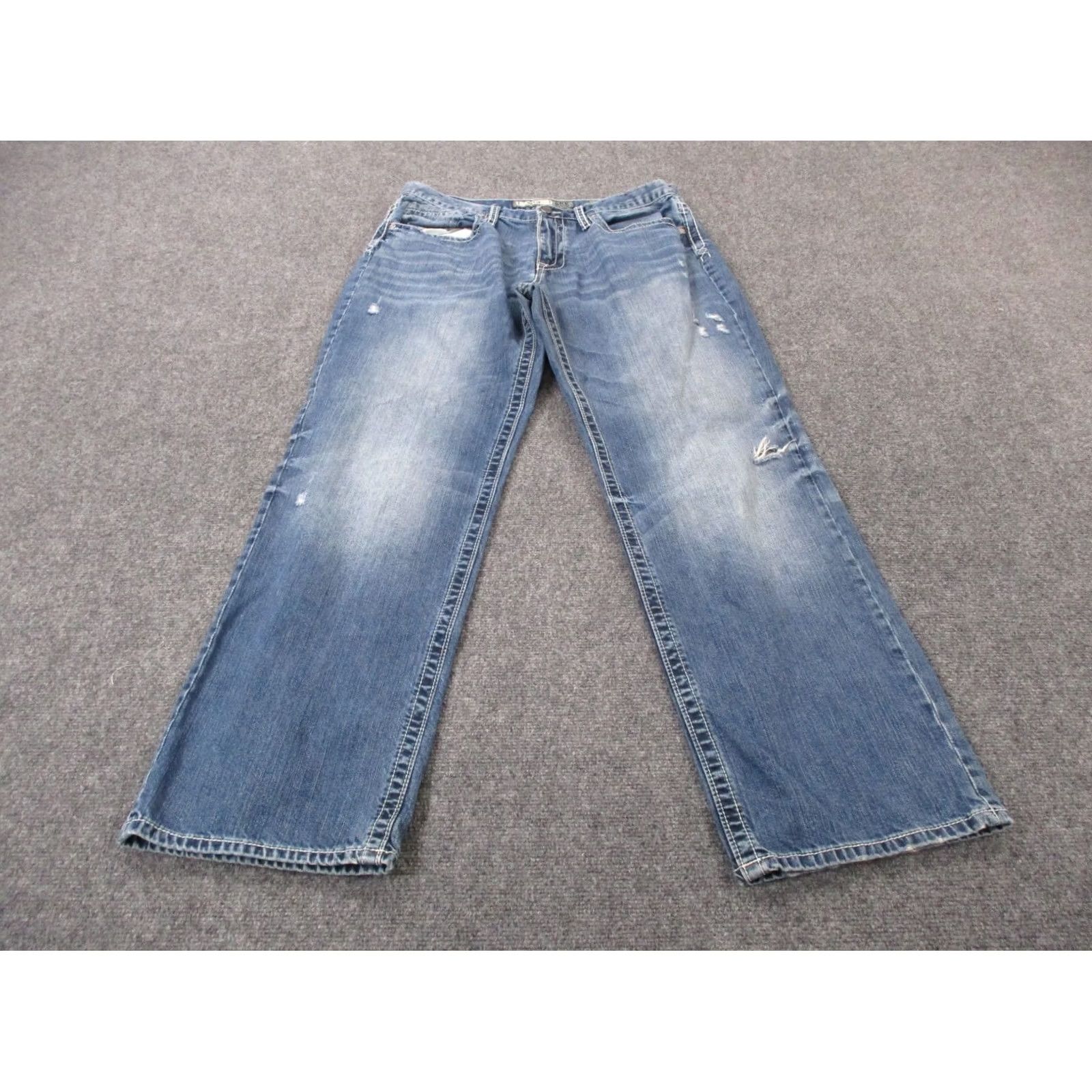 Vintage BKE Jeans Mens 36 Blue Denim Seth Wide Bootcut Baggy Faded Streetwear Jeans Size US 36 / EU 52 - 2 Thumbnail
