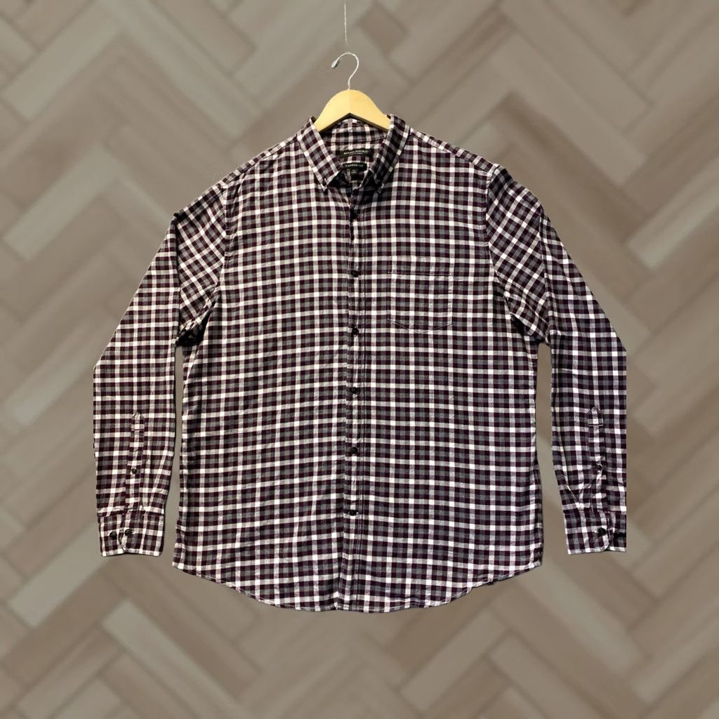 Banana Republic VINTAGE Banana Republic Shirt Mens XL Maroon Gray Plaid Long Sleeve Button Up /0885 Size US XL / EU 56 / 4 - 1 Thumbnail