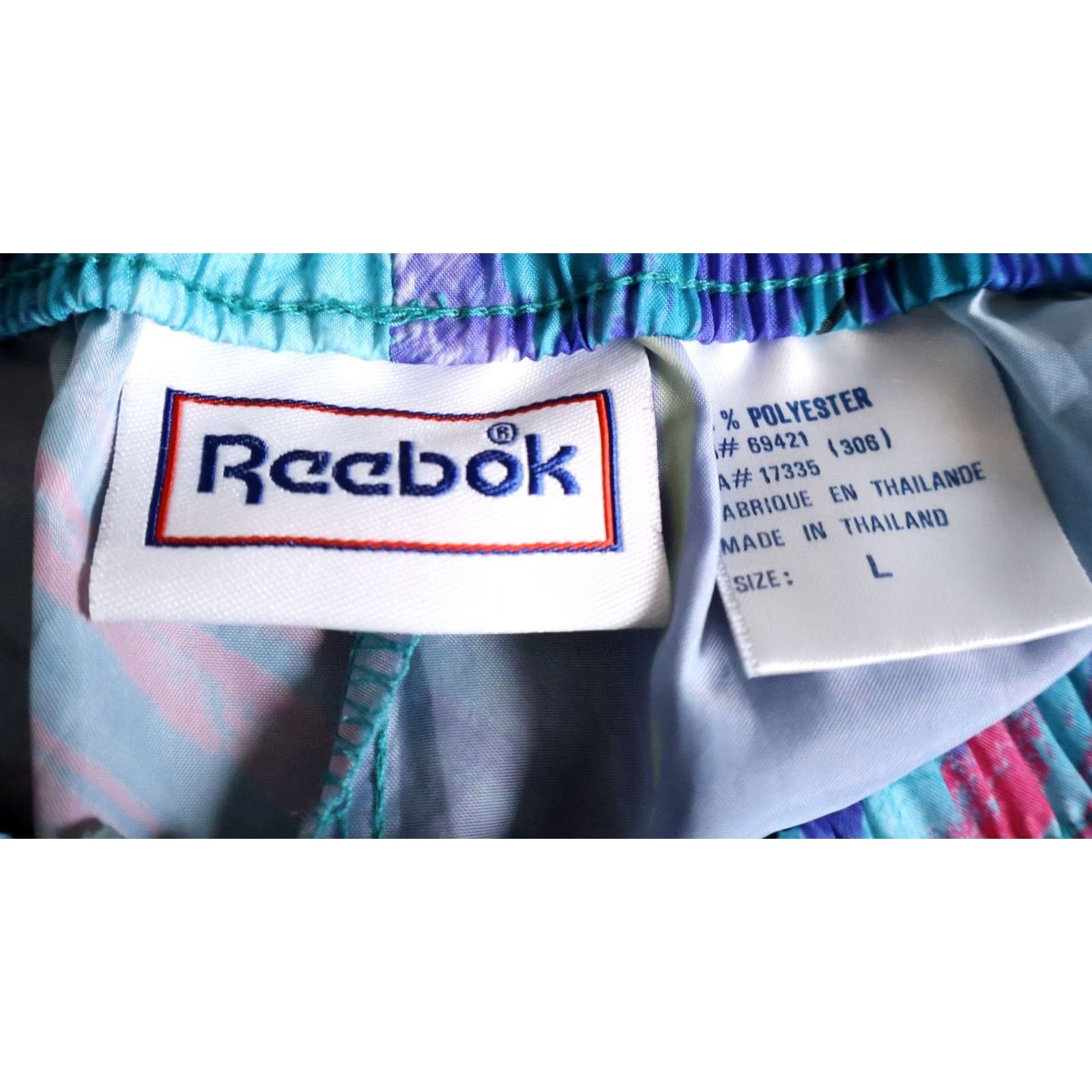 Reebok Vintage Reebok Shorts Drawstring Men Large 90s Pastel Abstract Pattern Blue Purple VTG Athletic Pockets Size US 28 / EU 44 - 3 Thumbnail