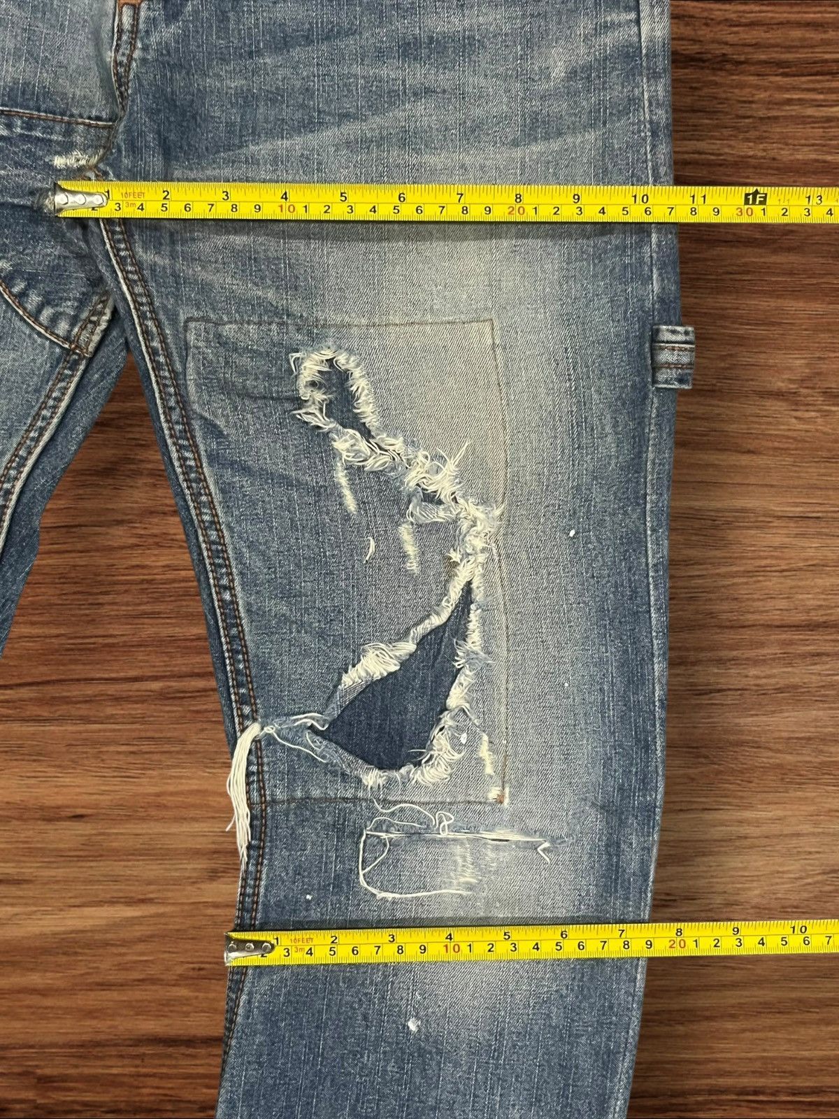 If Six Was Nine × Japanese Brand × Le Grande Bleu (L.G.B.) Burnout Social Sculpture Damaged Carpenter Cracked Leg Jeans Size US 30 / EU 46 - 16 Thumbnail