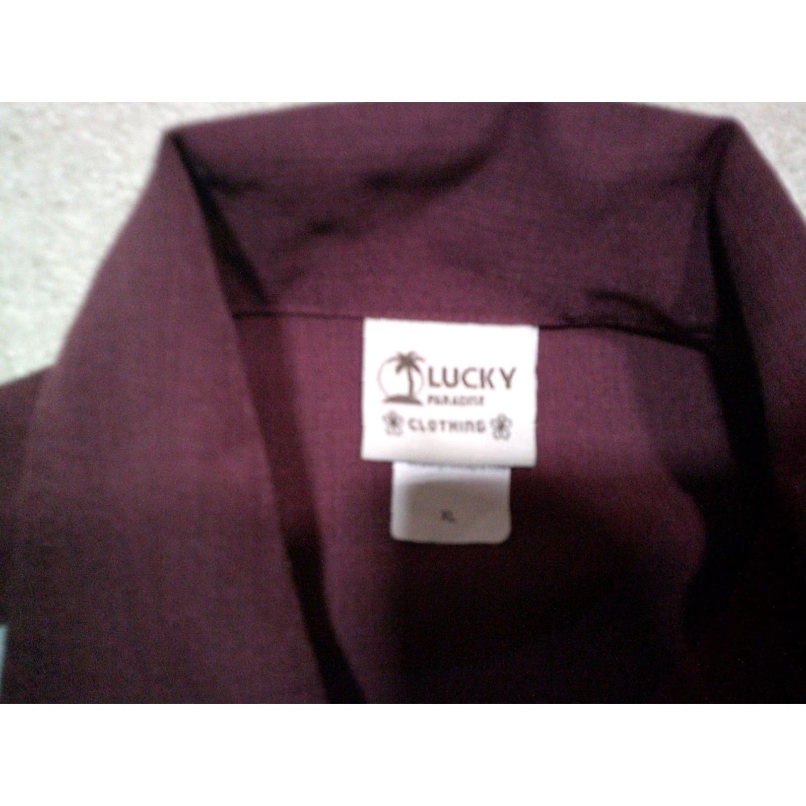 Paradise Lucky Paradise Clothing Button Up Bowling Shirt Mens XL Extra Large Maroon Gray Size US XL / EU 56 / 4 - 4 Thumbnail