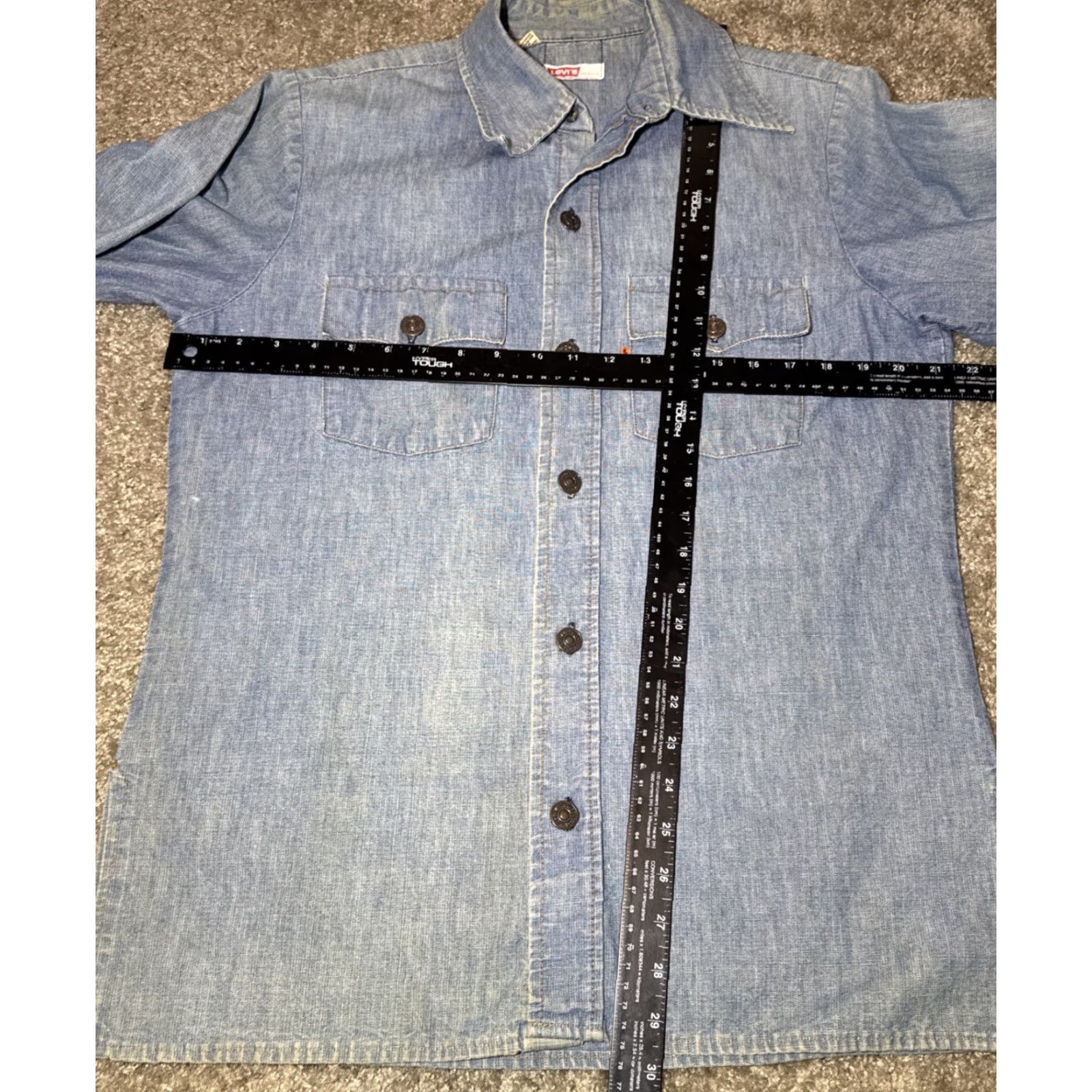 Levi's VINTAGE Levi's Denim Button-Up Shirt MEN Long Sleeve M Blue 1970s Orange Tab (Size M) Size US M / EU 48-50 / 2 - 8 Thumbnail