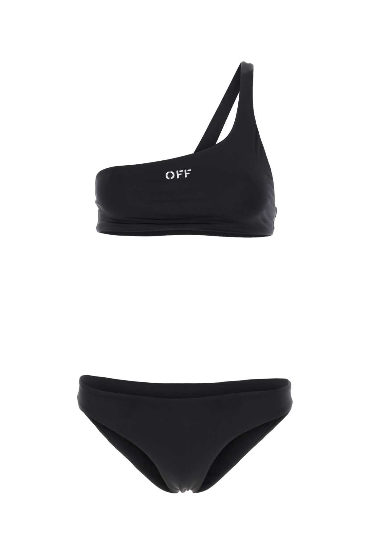 image of Off White Black Stretch Nylon Bikini, Women's (Size XS)