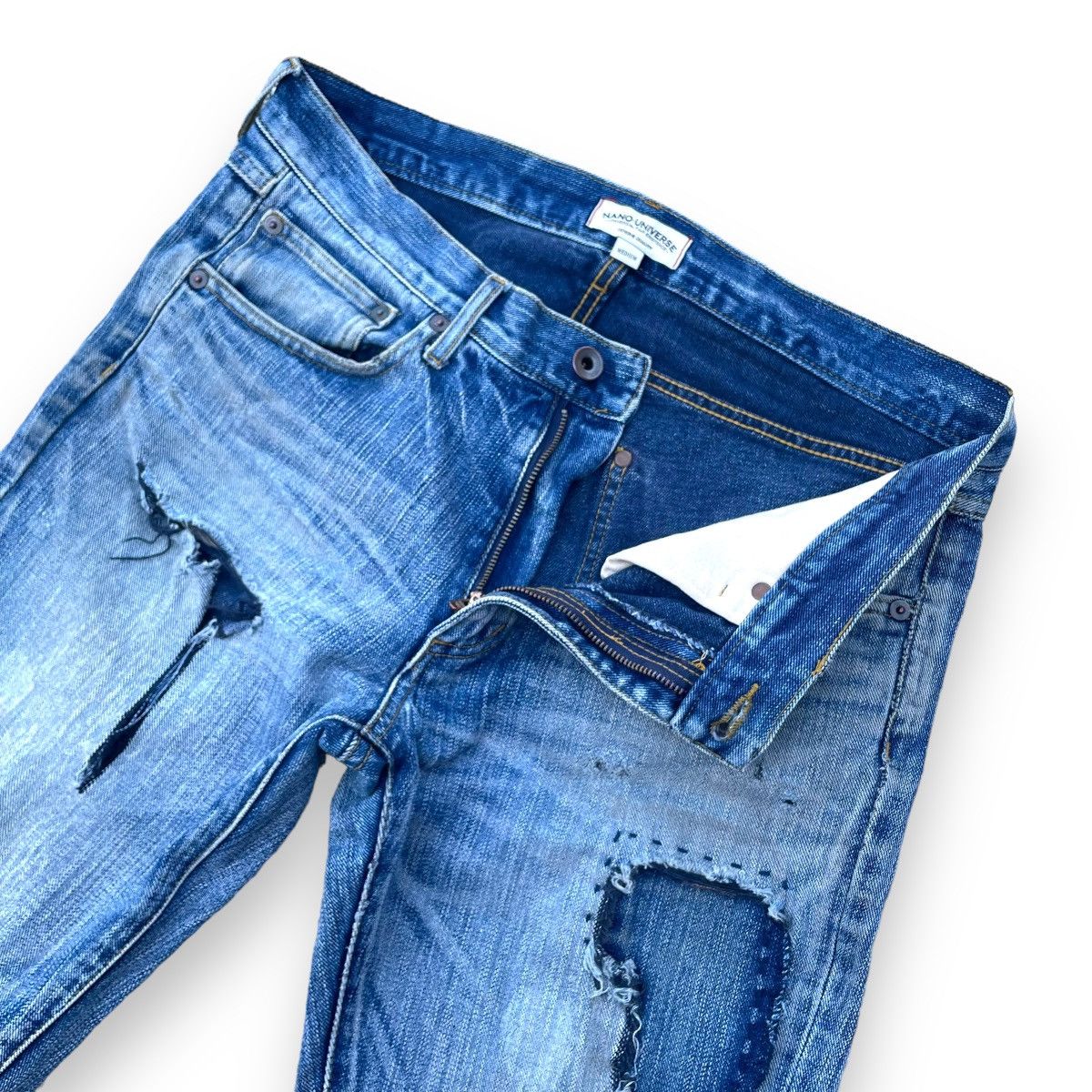 If Six Was Nine × Le Grande Bleu (L.G.B.) × NANO universe 🇯🇵 NANO UNIVERSE JAPAN DISTRESSED DENIM PANTS Size US 32 / EU 48 - 6 Thumbnail