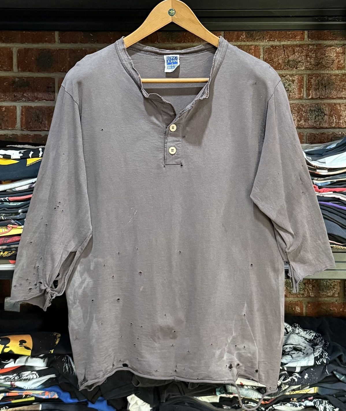 Vintage Thrashed Vintage 90s Blank Long John Grunge Usa Tee Size US M / EU 48-50 / 2 - 1 Thumbnail