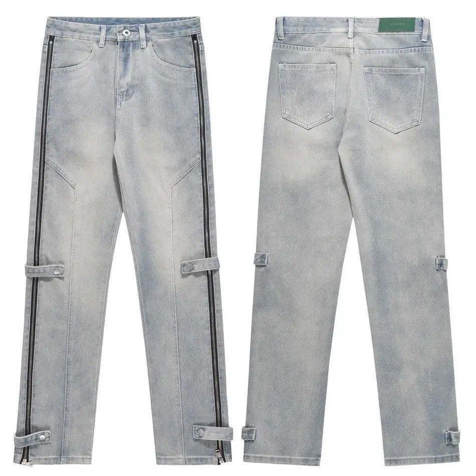 Japanese Brand Half Fake Zippers Jeans Slim Funny Streetwear Denim Pants Size US 32 / EU 48 - 4 Thumbnail