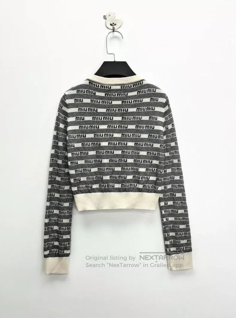 Miu Miu Miu Miu 38 SS23 black and white striped barrage jacquard fu Size M / US 6-8 / IT 42-44 - 2 Thumbnail