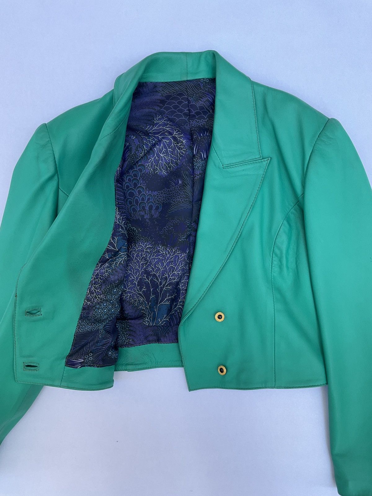 Vintage 80’s Vintage green leather jacket Size M / US 6-8 / IT 42-44 - 9 Thumbnail