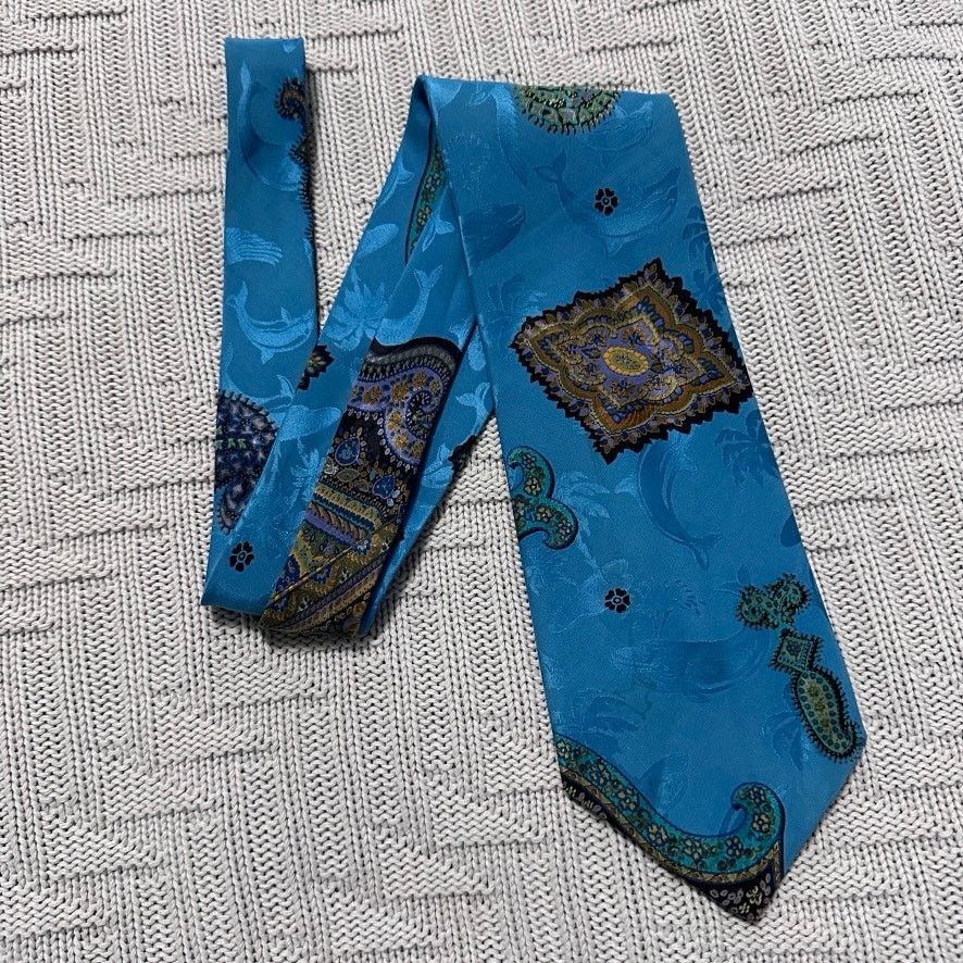 Brioni Brioni turquoise teal paisley silk tie Size ONE SIZE - 1 Thumbnail