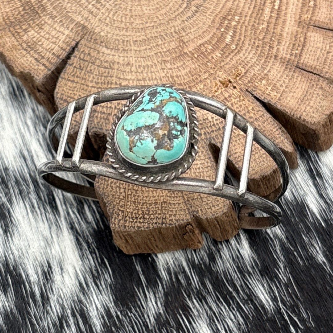 Native 1970s Native American NAVAJO Silver Turquoise Cuff Bracelet Size ONE SIZE - 1 Thumbnail