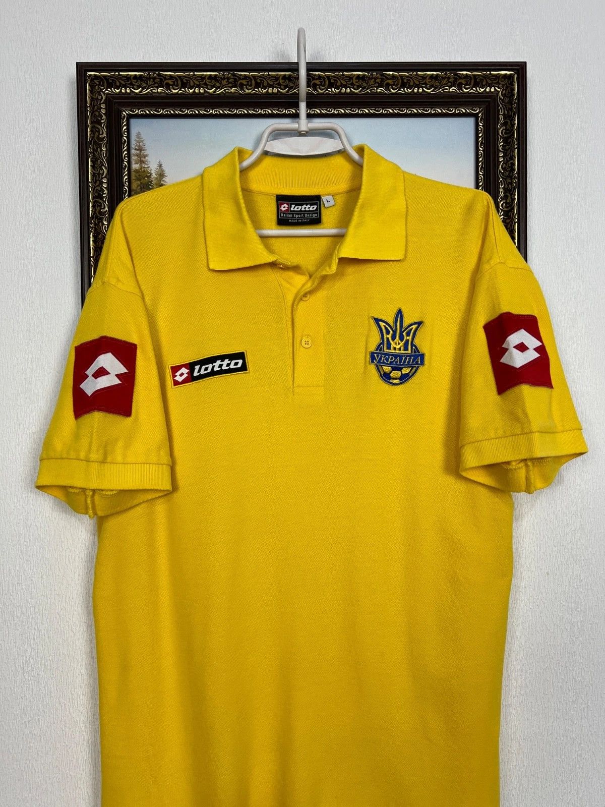Lotto Sport Vintage Ukraine Football Train Polo Shirt Soccer Jersey Size US L / EU 52-54 / 3 - 2 Thumbnail