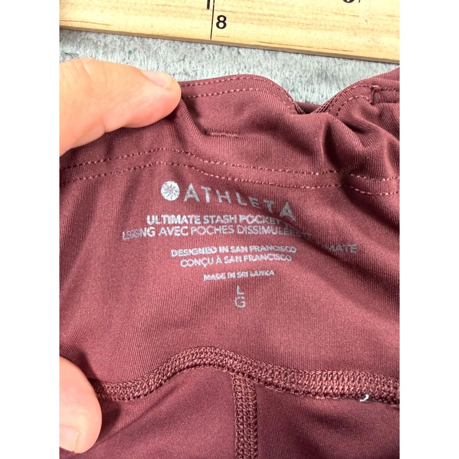 Athleta Athleta Ultimate Leggings Women Large Maroon Stash Pocket Ankle Yoga Activewear Size 36" / US 14 / IT 50 - 3 Thumbnail