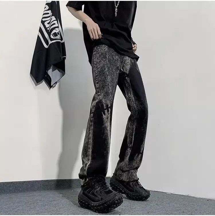 Japanese Brand Retro casual tie dyed raw edge jeans Size US 30 / EU 46 - 4 Thumbnail