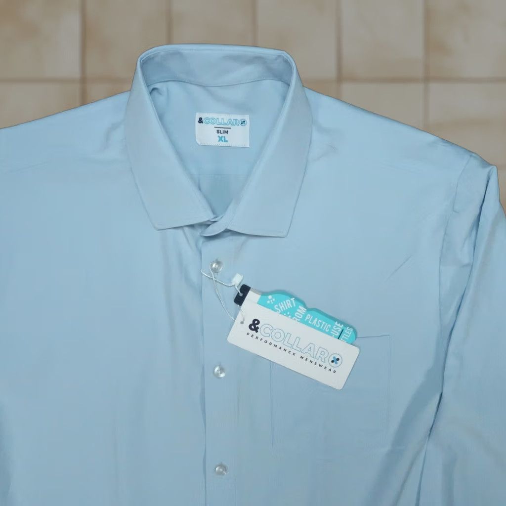Vintage &Collar Shirt Men Extra Large Blue Slim Fit Performance Stretch Wrinkle Free NWT Size US XL / EU 56 / 4 - 1 Thumbnail