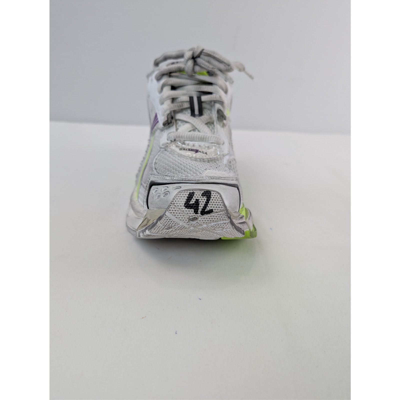 Balenciaga o1rshd1 Mesh Runner Sneaker in White / Fluo Yellow / Grey Size US 13 / EU 46 - 14 Thumbnail
