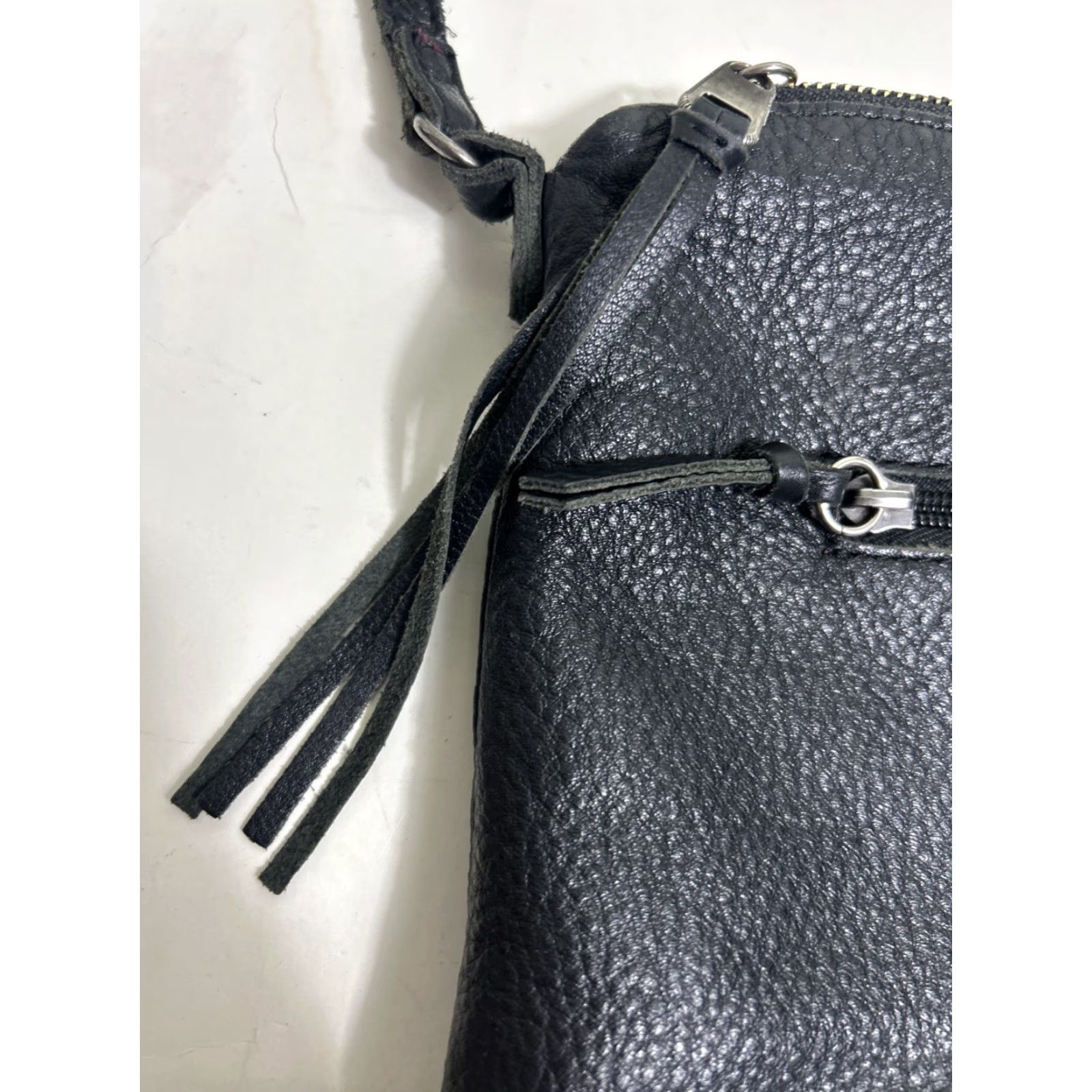 The Sak VINTAGE The Sak Black Leather Crossbody Purse Pebbles Woven 11x8x1.5 Size ONE SIZE - 6 Thumbnail