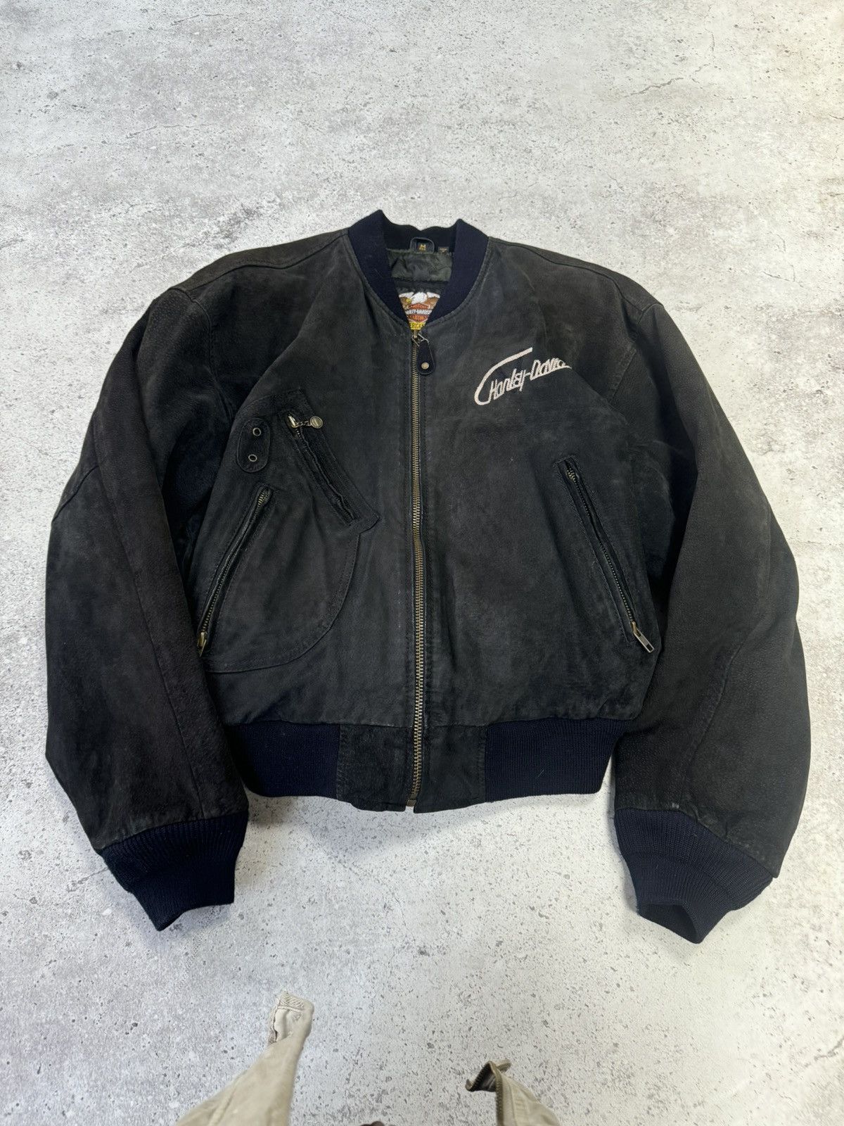 Harley Davidson × Vintage Rare🔥 90S Harley Davidson Vintage Leather Cropped Bomber Size US L / EU 52-54 / 3 - 3 Thumbnail