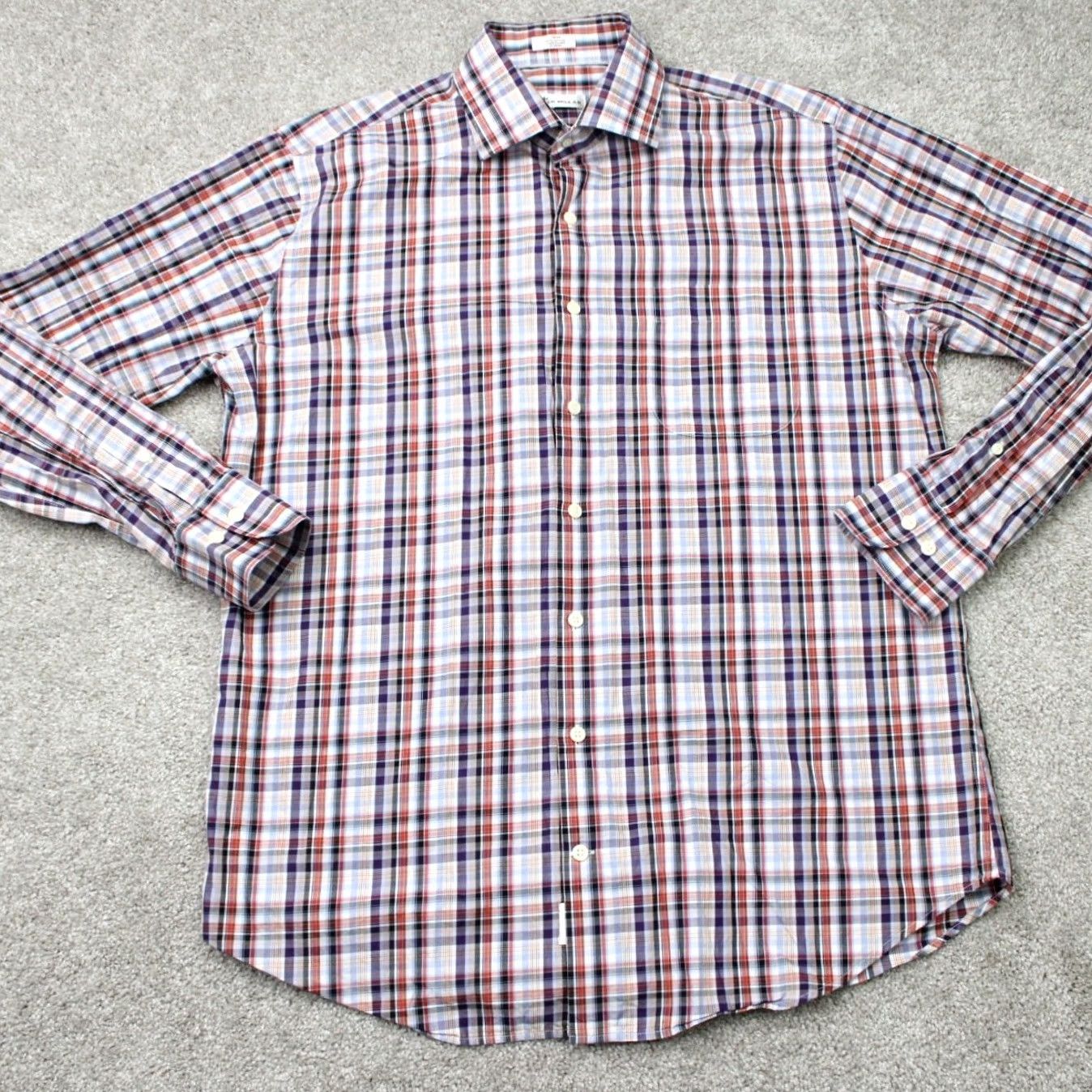 Peter Millar Peter Millar Crown Shirt Mens Large Plaid 100% Cotton Long Sleeve Button-Up Red/Blue Size US L / EU 52-54 / 3 - 2 Thumbnail
