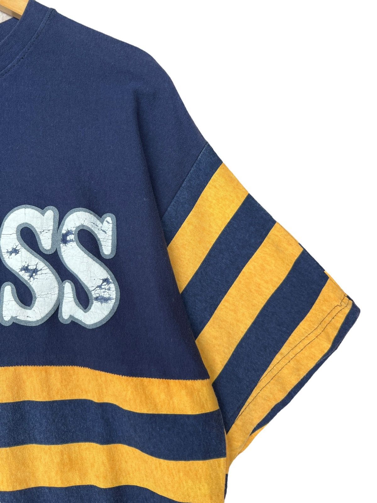 Guess Vintage 90s Guess Usa Spellout Stripe Distressed Tees Size US L / EU 52-54 / 3 - 5 Thumbnail