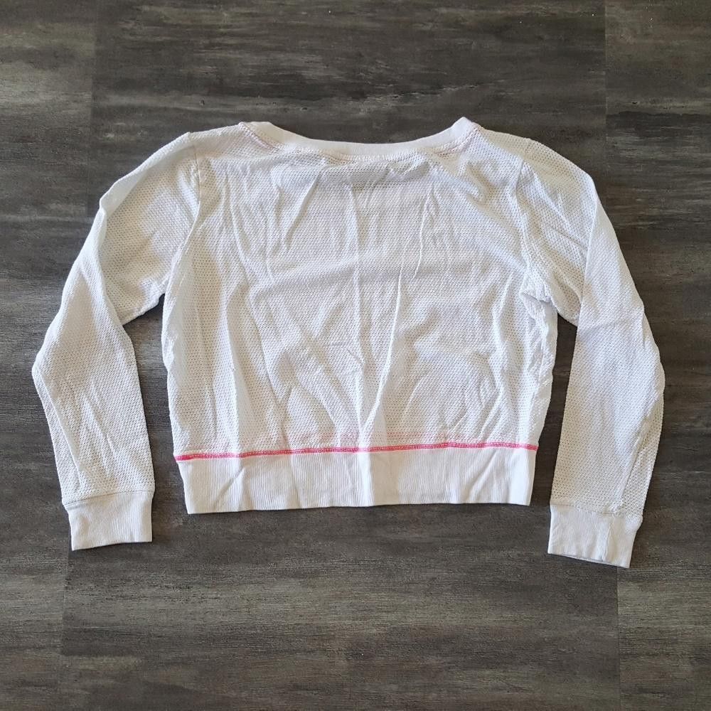 Forever 21 White Pink Perforated F21 Long Sleeve Size L / US 10 / IT 46 - 2 Thumbnail