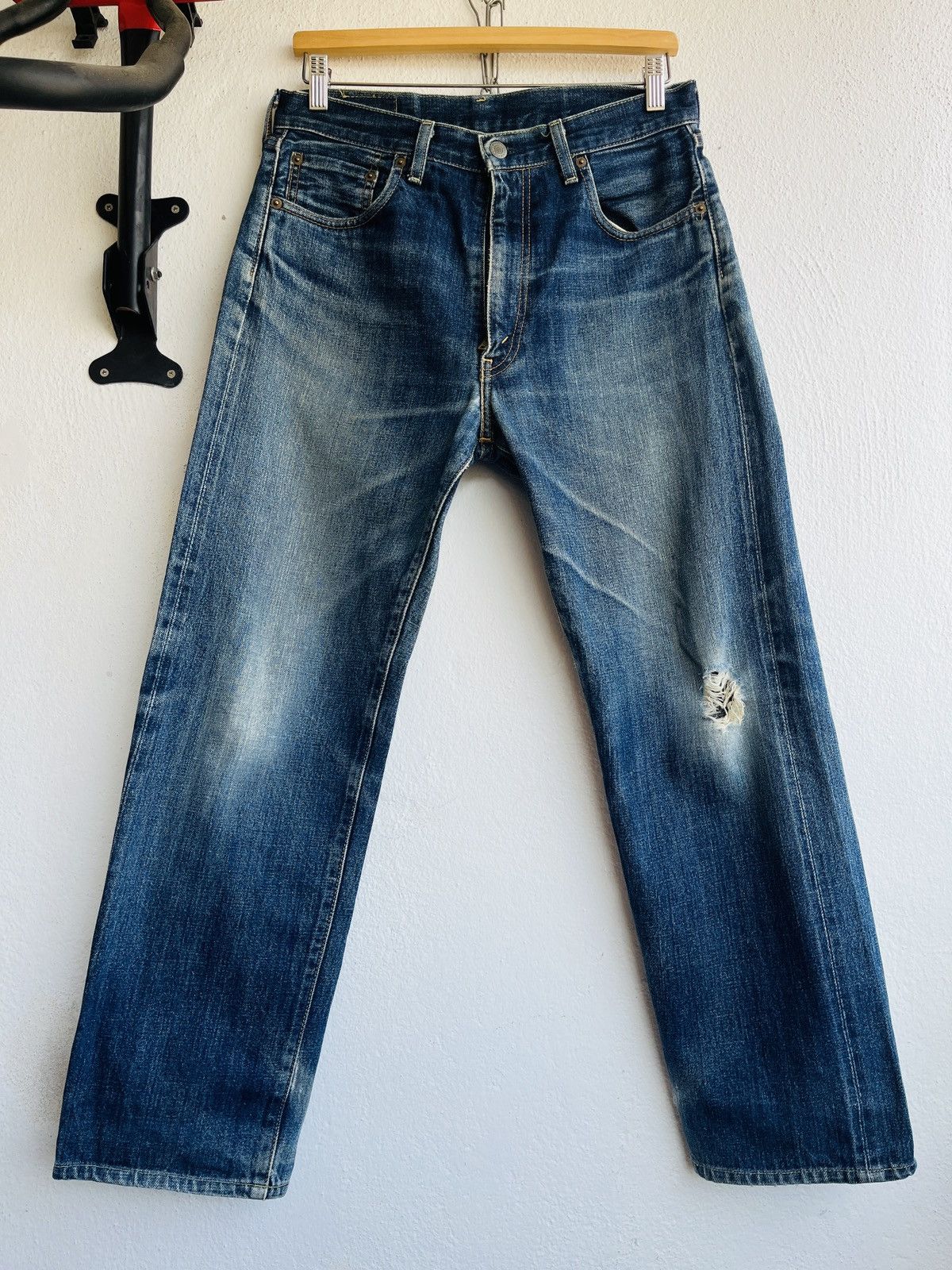 Levi's Vintage Clothing Vintage Levi's 502XX Big E Distressed Selvedge Jeans J22 Size US 31 - 1 Thumbnail