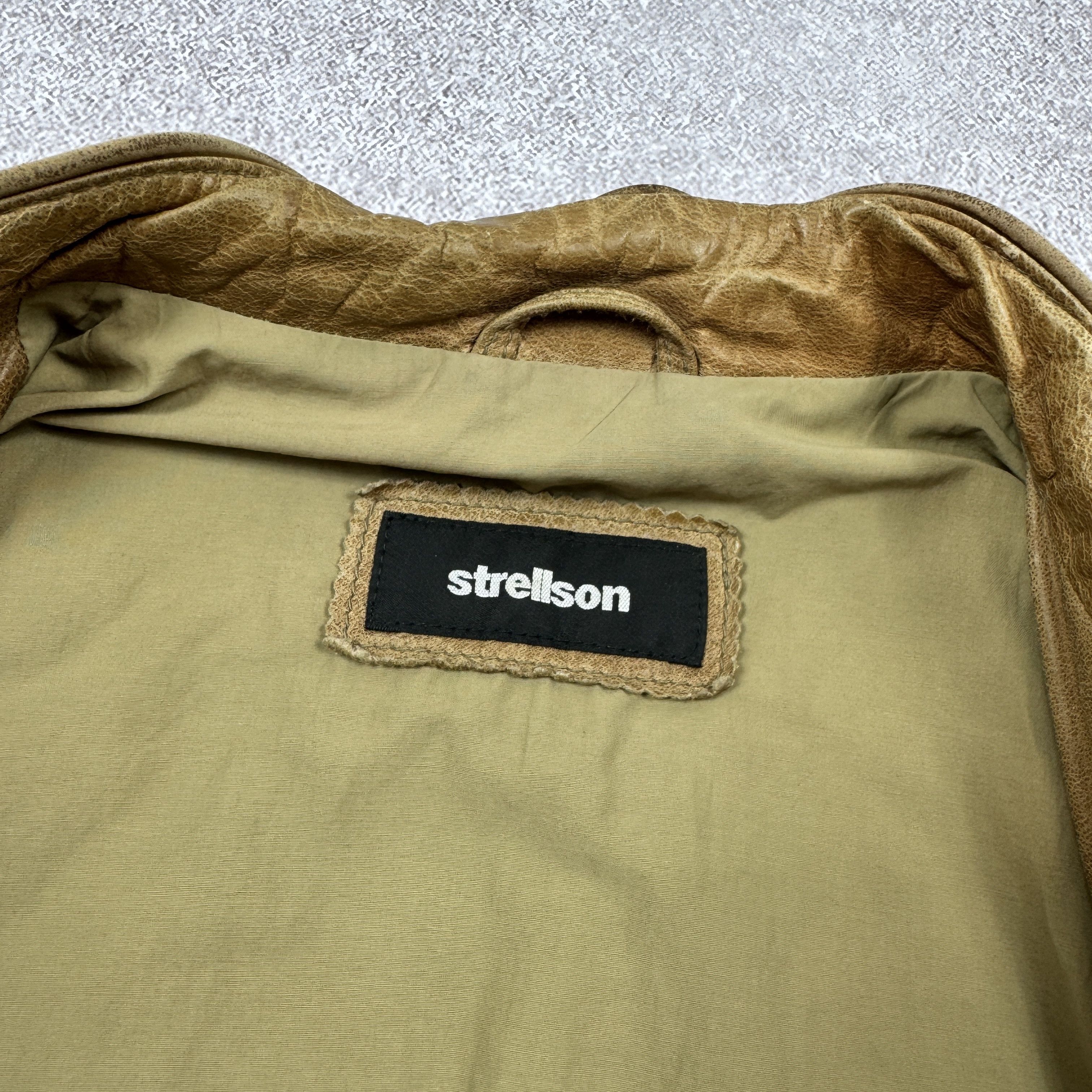 Genuine Leather × Strellson Men`s STRELLSON CARAMEL BROWN LEATHER BIKER JACKET SIZE L/52 Size US L / EU 52-54 / 3 - 8 Thumbnail