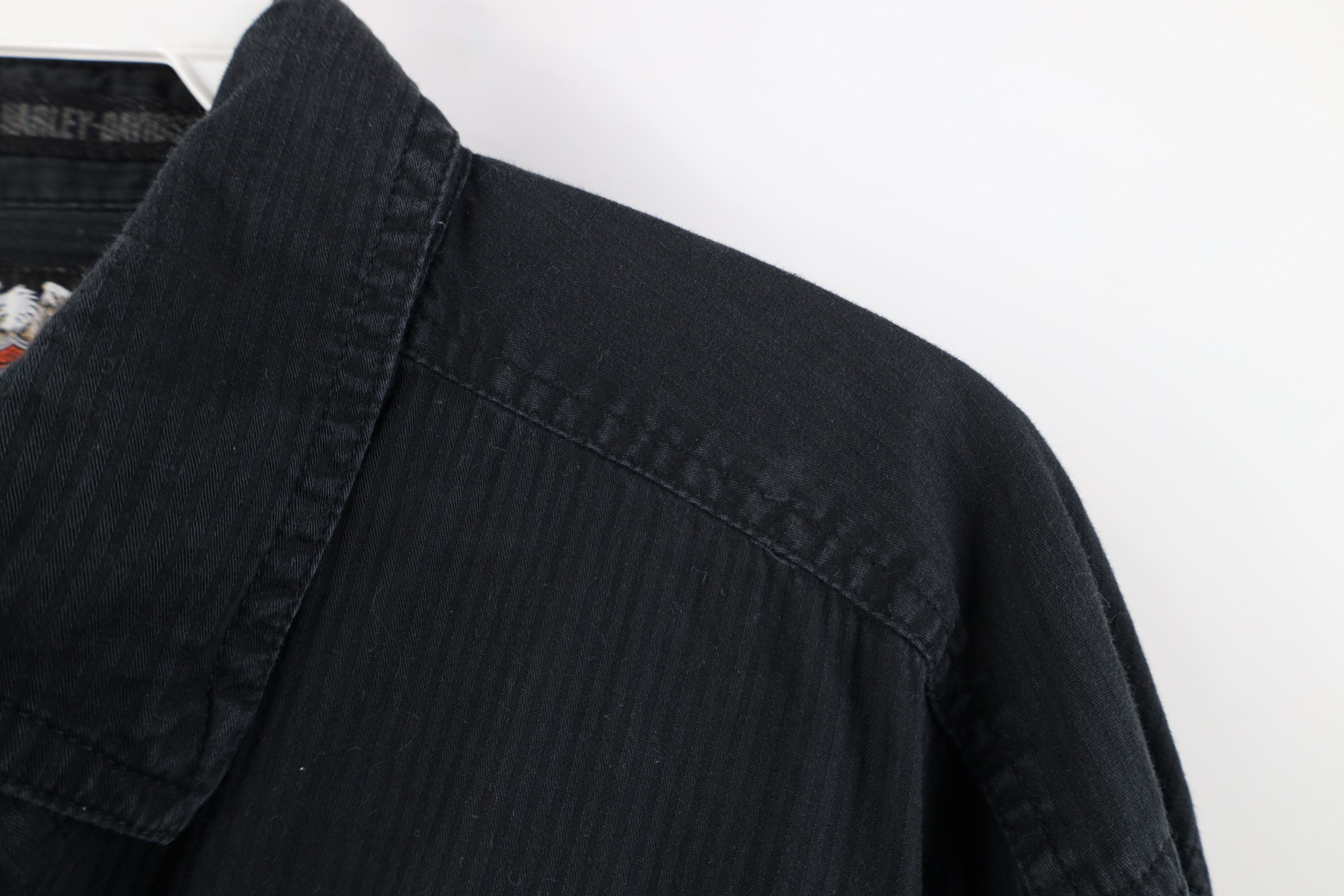 Harley Davidson Vintage Harley Davidson Spell Out Striped Button Shirt Black Size US M / EU 48-50 / 2 - 5 Thumbnail