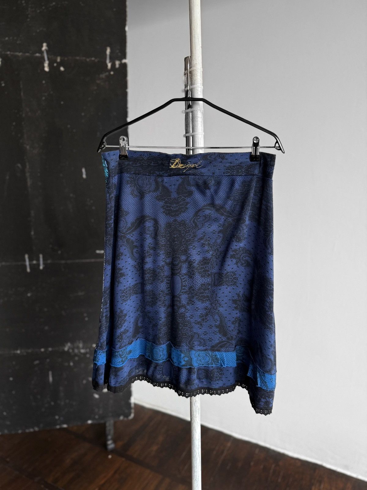 Designer × Desigual Desigual Womens Blue A-Line Stretch Paisley Print Skirt Size 34" / US 12 / IT 48 - 3 Thumbnail