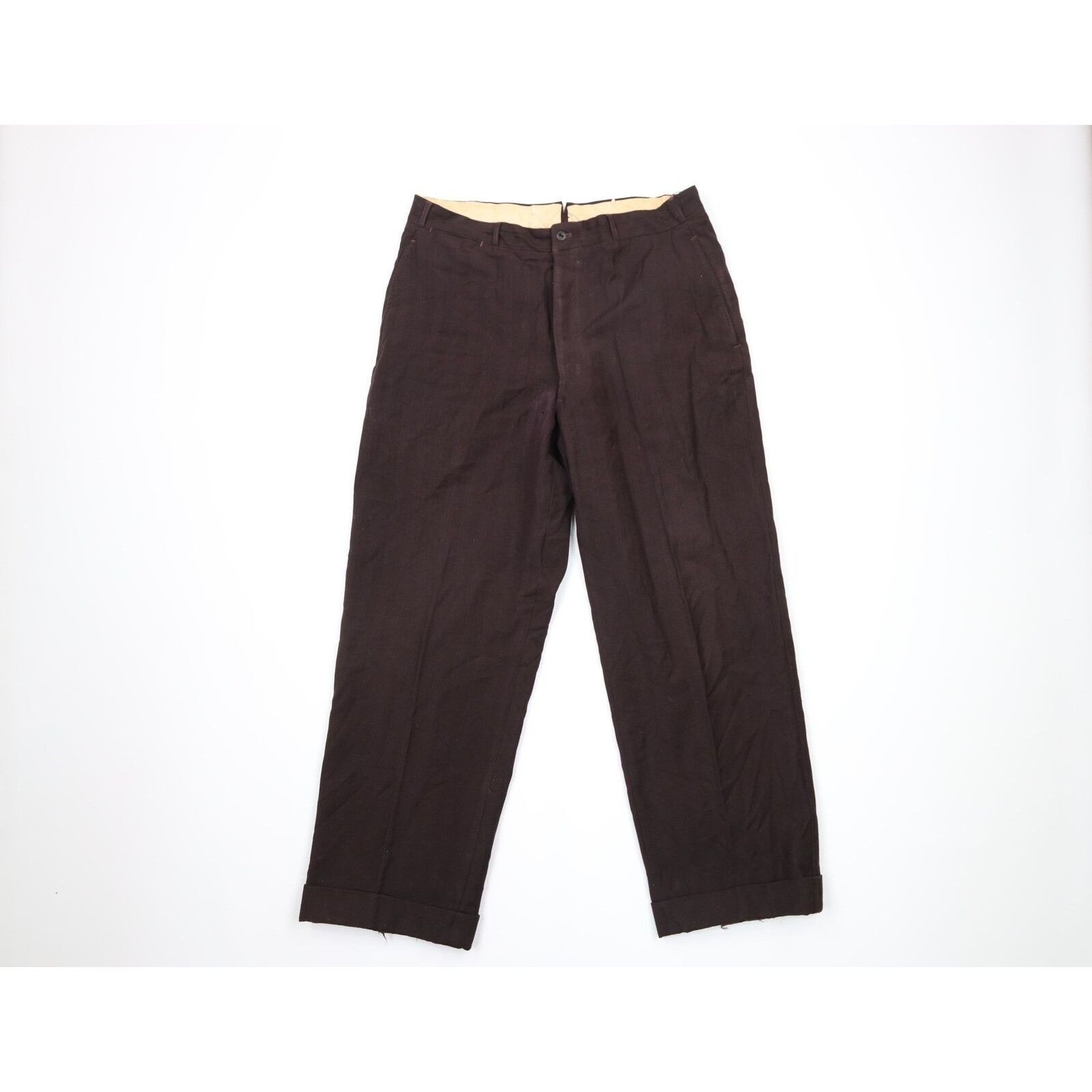 Vintage 20s 30s Distressed Button Fly Wool Pinstriped Pants