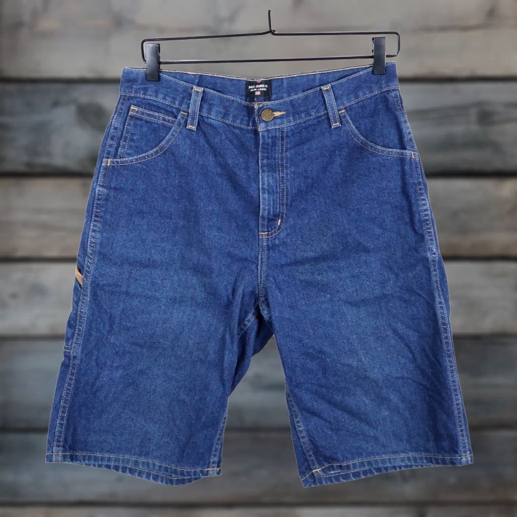 Ralph Lauren VINTAGE Polo Jeans Co Carpenter Jean Shorts Womens 20 Bermuda Denim 90s Retro Blue Jeans Polo Jeans Co Women 20 Size 24" / US 00 / IT 34 - 1 Thumbnail