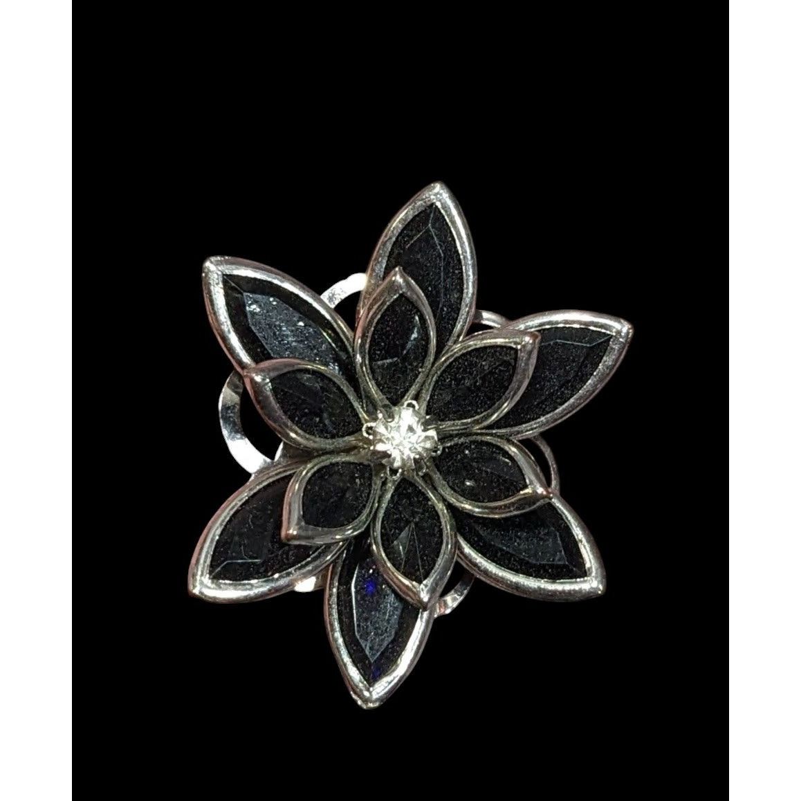 Other Gothic Floral Black And Silver Tone Adjustable Ring Size 7 1 Size ONE SIZE - 5 Thumbnail