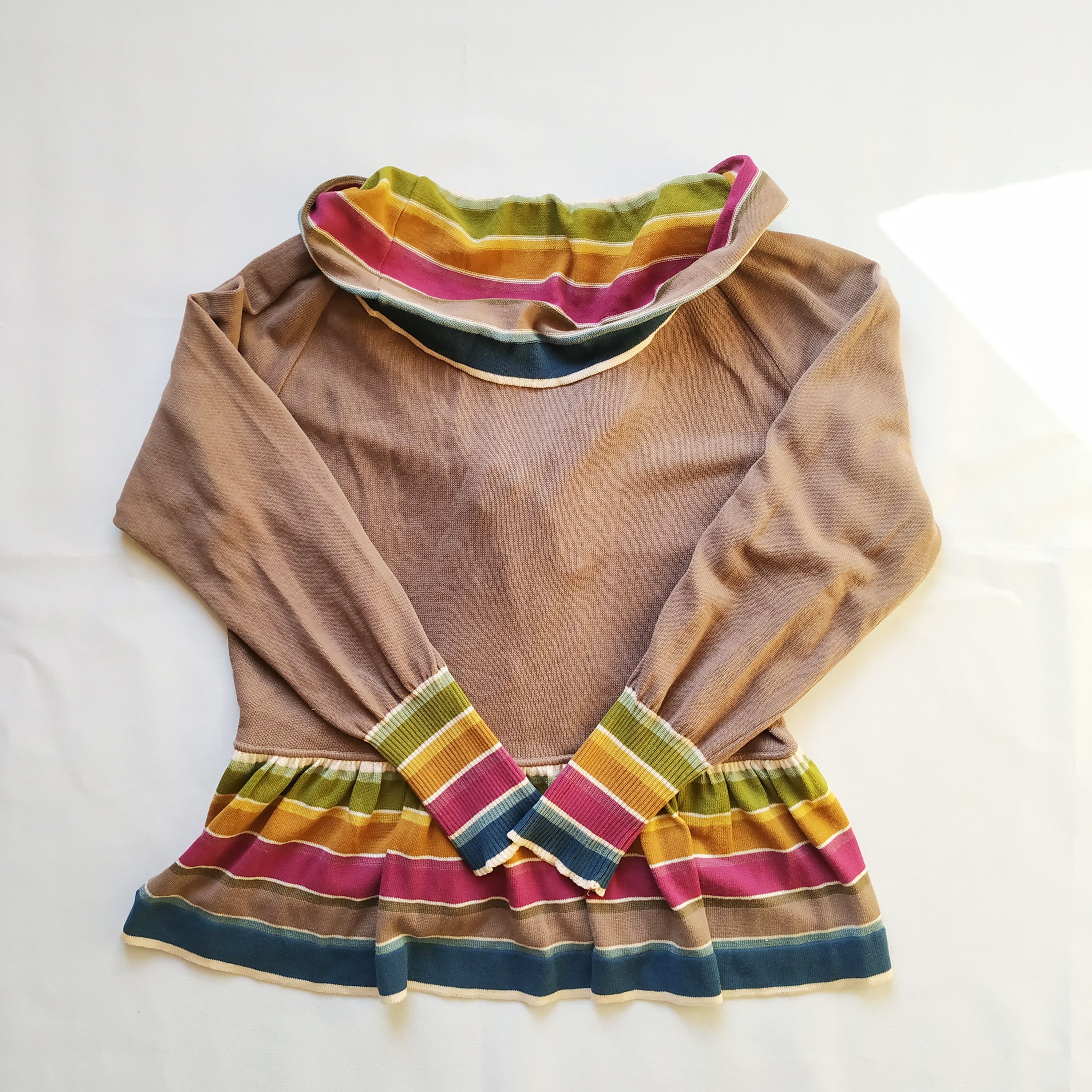 Kenzo Kenzo brown colorful striped peplum tie front Size L / US 10 / IT 46 - 2 Thumbnail