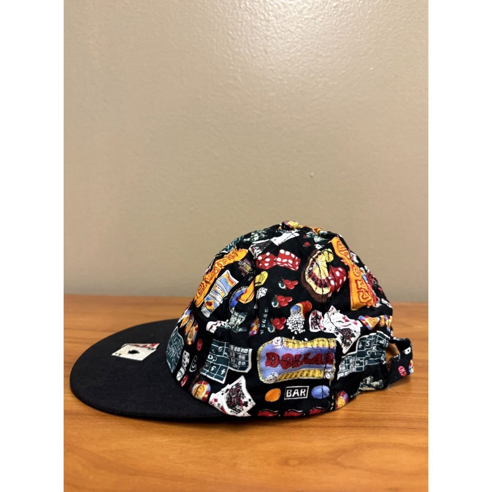 Vintage VINTAGE HaT Black Adjustable Casino AOP Strapback Hat Mens Size ONE SIZE - 2 Thumbnail