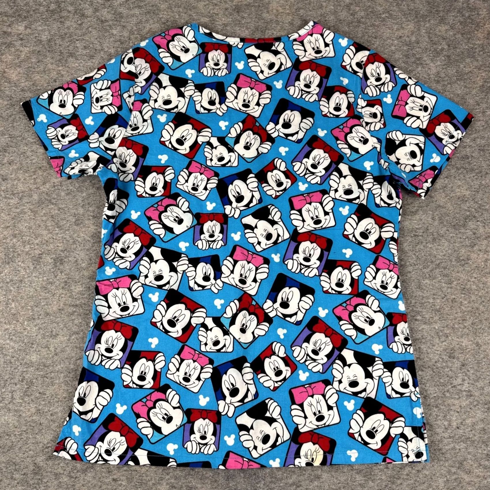 Disney VINTAGE Disney Scrub Top Mickey Minnie Mouse Cotton Blue Womens XS Size XS / US 0-2 / IT 36-38 - 6 Thumbnail