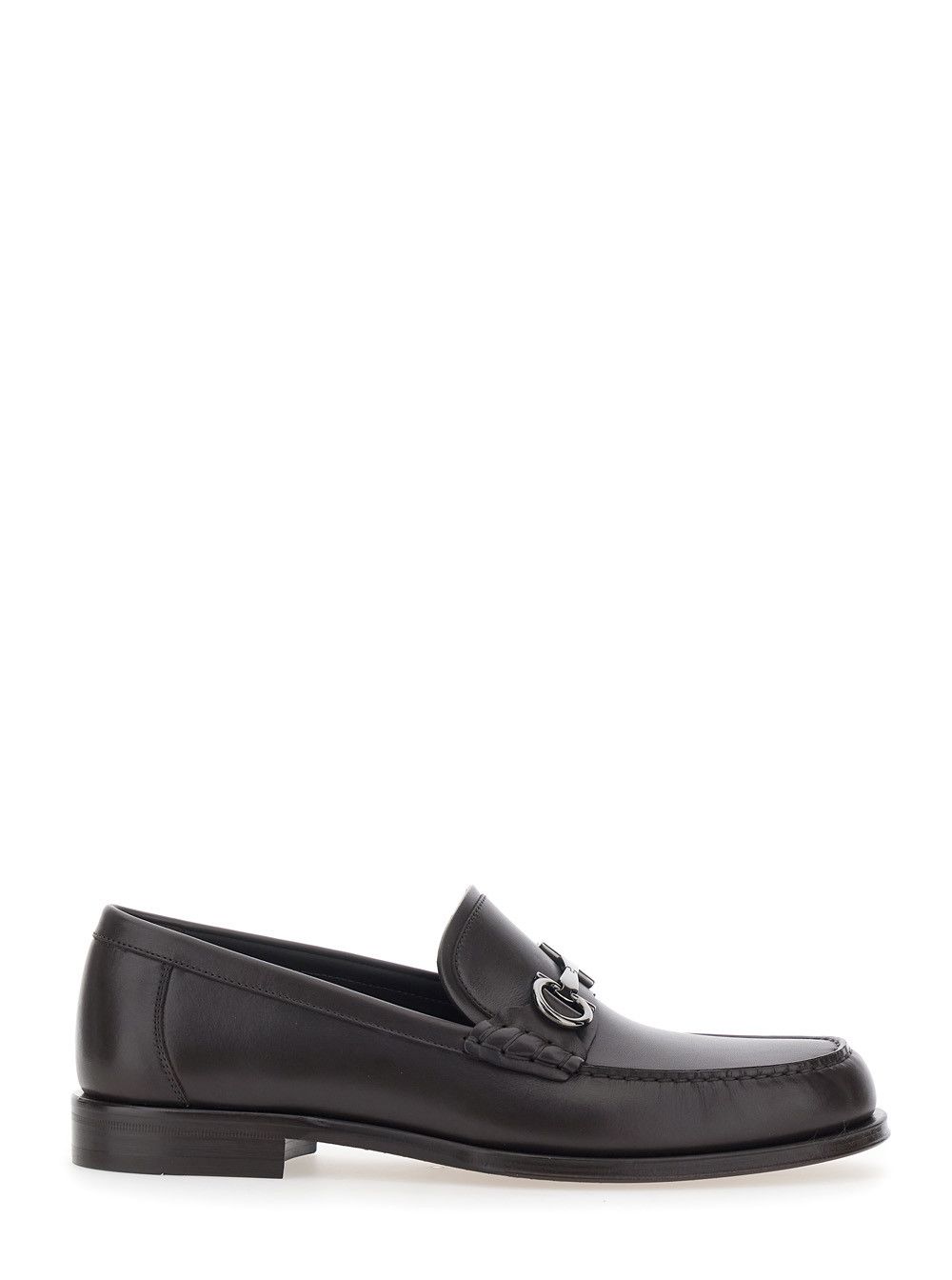 Salvatore Ferragamo Brown Loafers with Metallic Gancini Detail on the Front in Leather Man Size US 9.5 / EU 42-43 - 1 Thumbnail
