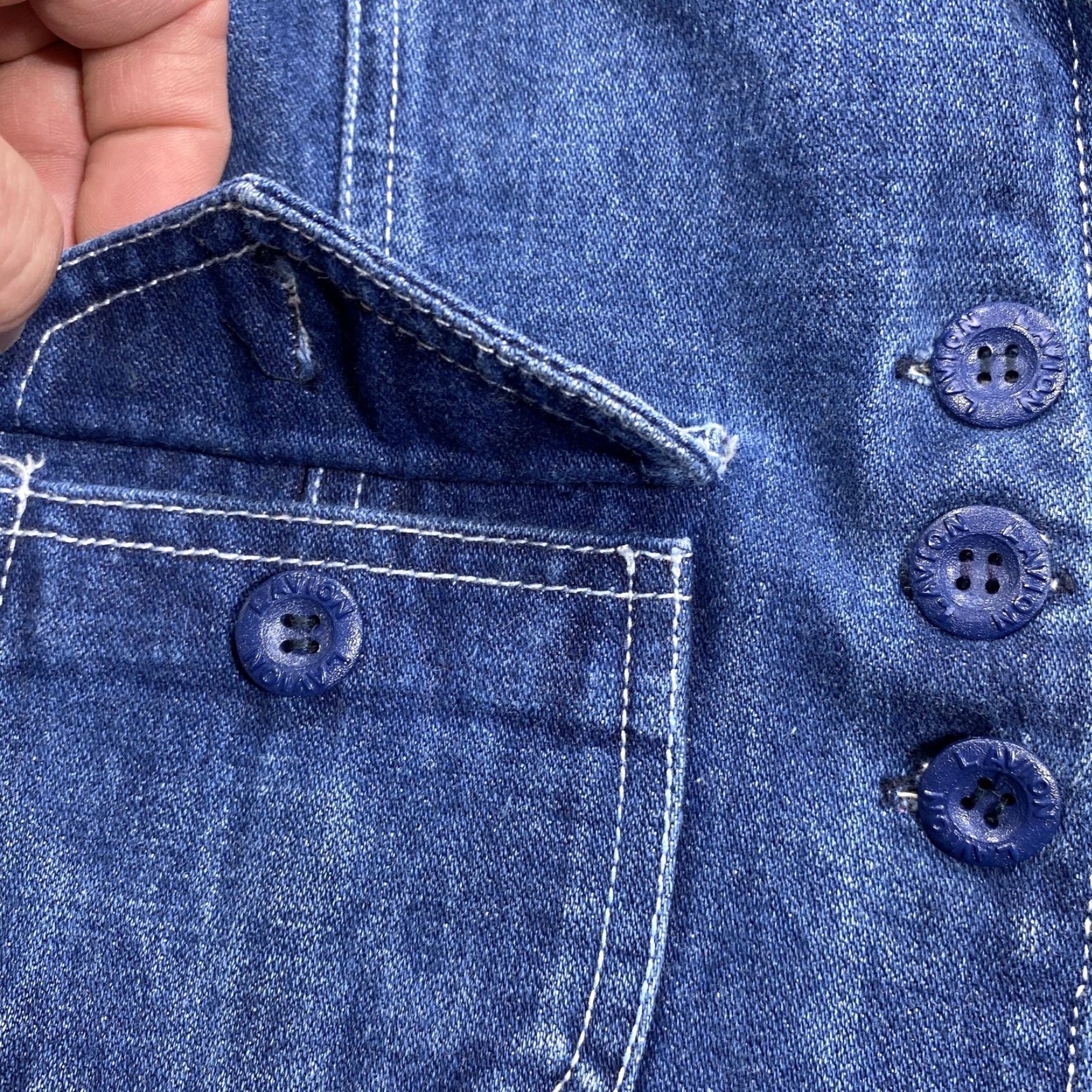 Denime L'AVION Denim Blazer Jacket Womens Small Blue Jean Button Front Pockets Size 28" / US 6 / IT 42 - 4 Thumbnail