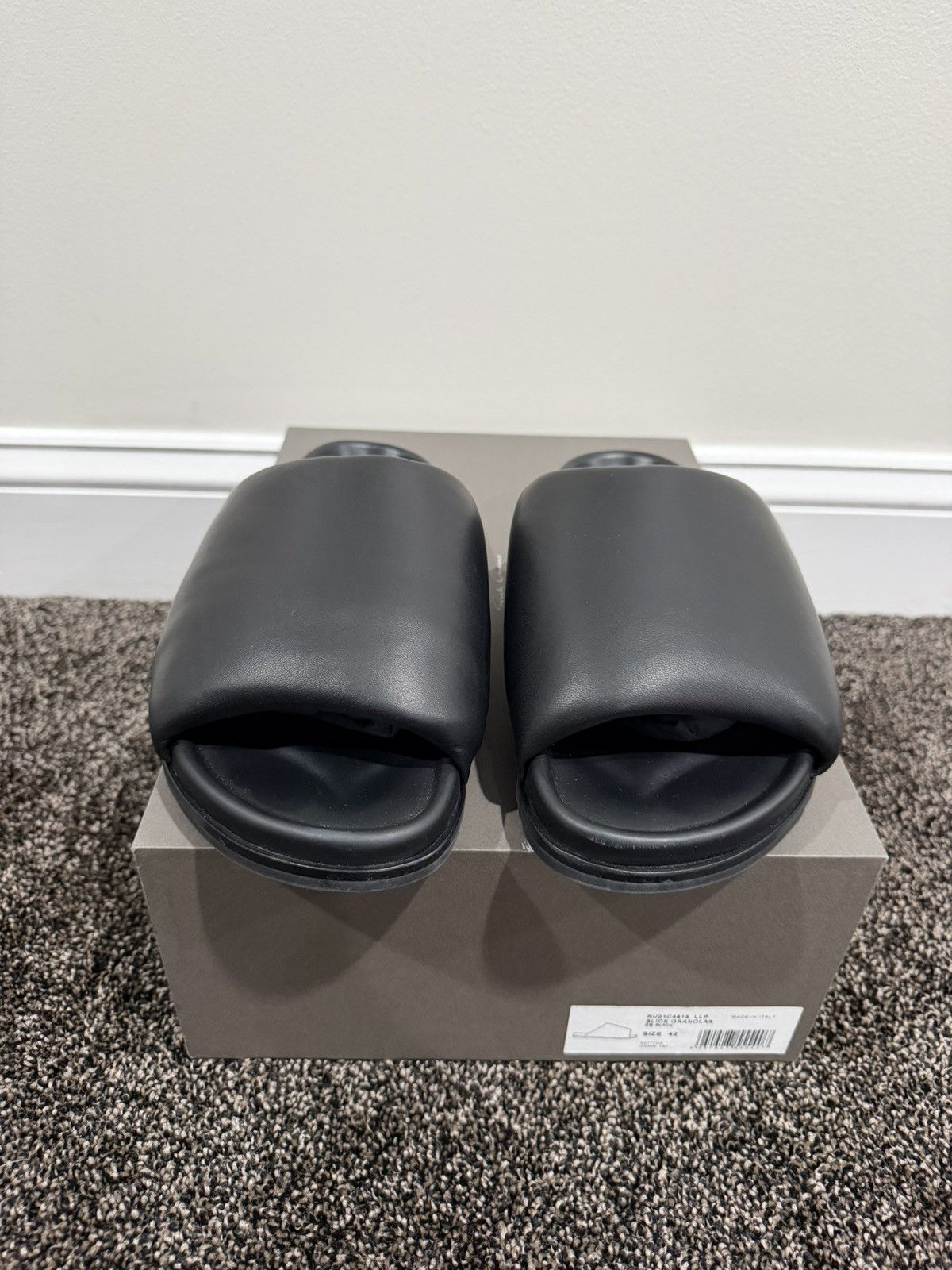 Rick Owens Rick Owens Black Leather Padded Granola Slides Slip Ons Size US 9 / EU 42 - 3 Thumbnail