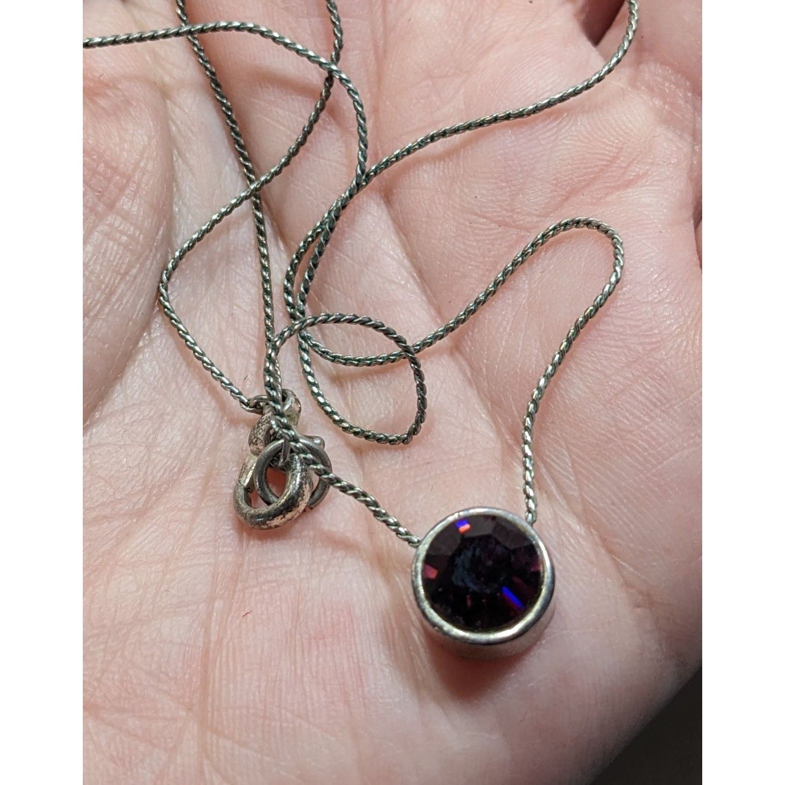 Other Elegant Silver Tone Necklace With Round Purple Gemstone Pend Size ONE SIZE - 8 Thumbnail